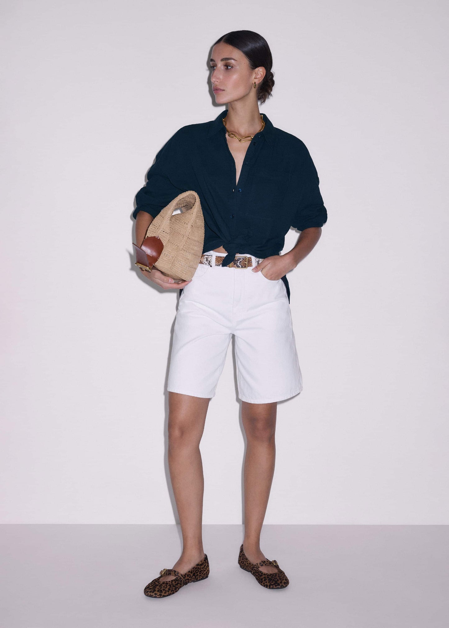 ME and EM Clothing Navy Cheesecloth Relaxed Summer Shirt