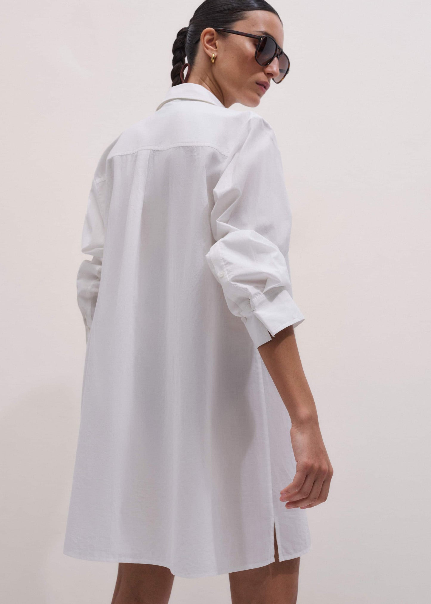 ME and EM Clothing White Relaxed Short Swing Shirt Dress