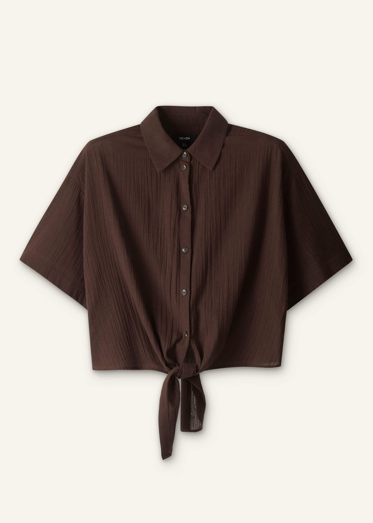 ME and EM Clothing Brown Tie Front Beach Shirt