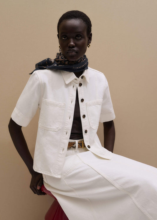 ME and EM Clothing White Paneled Shirt