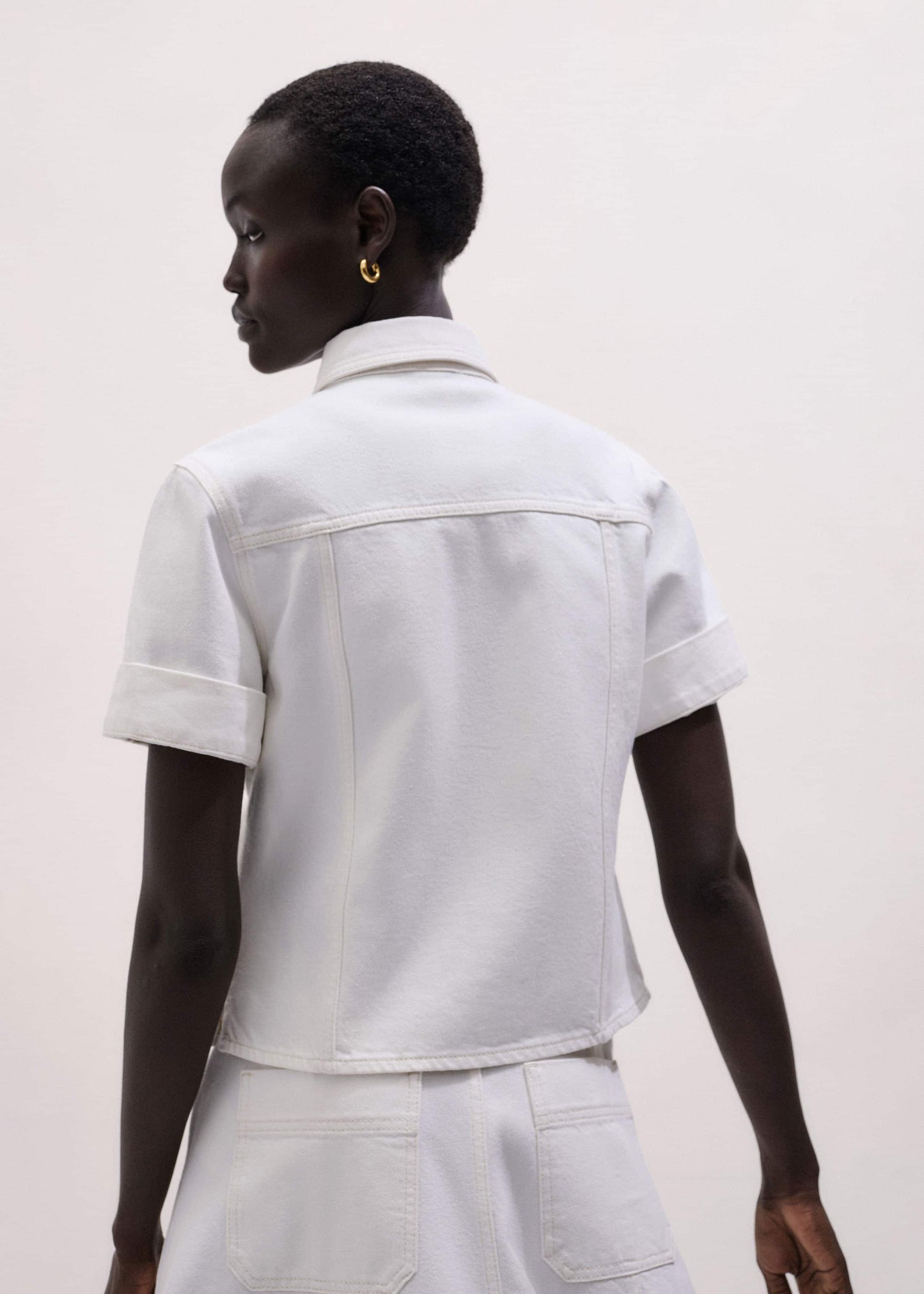 ME and EM Clothing White Paneled Shirt