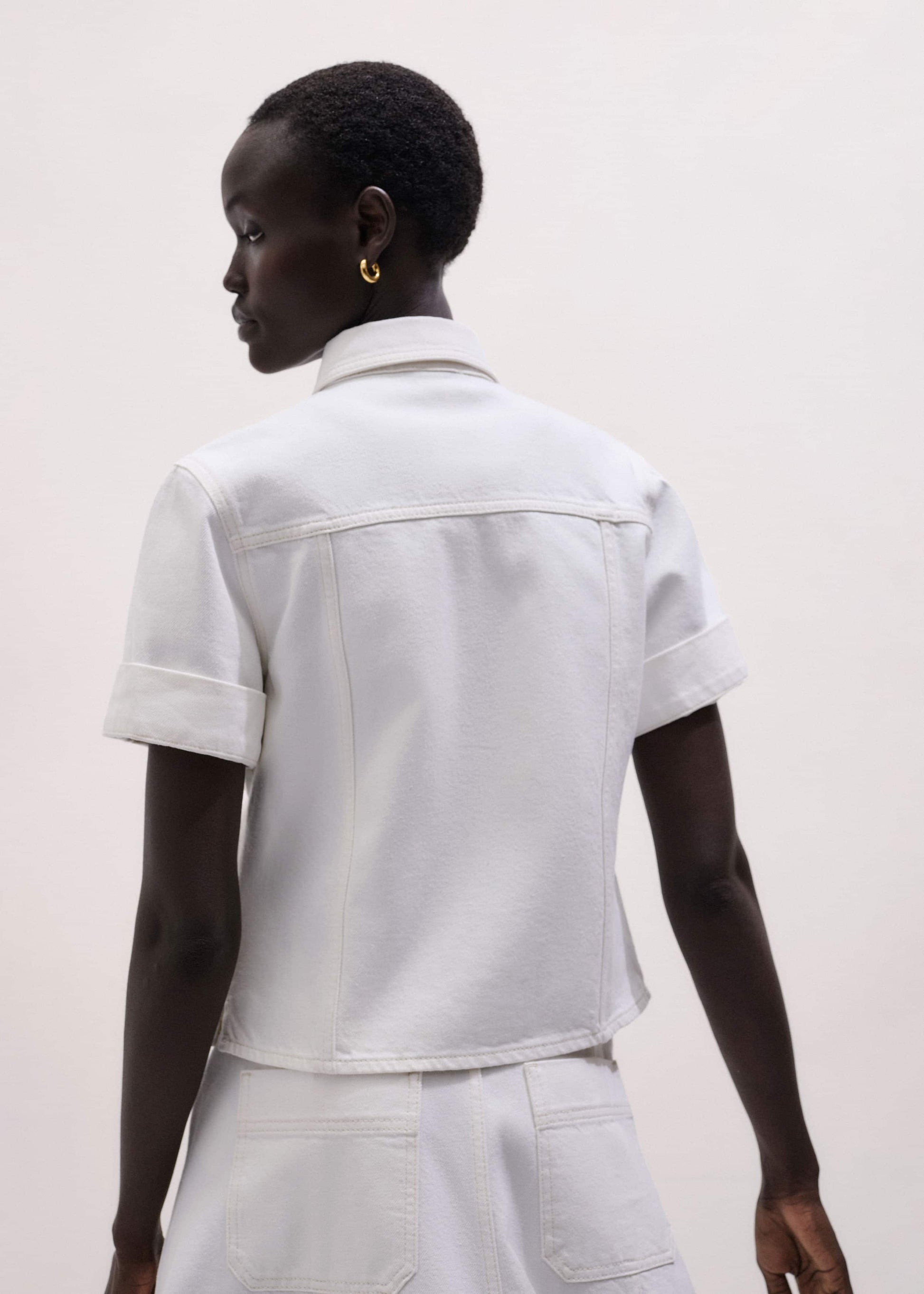 ME and EM Clothing White Paneled Shirt