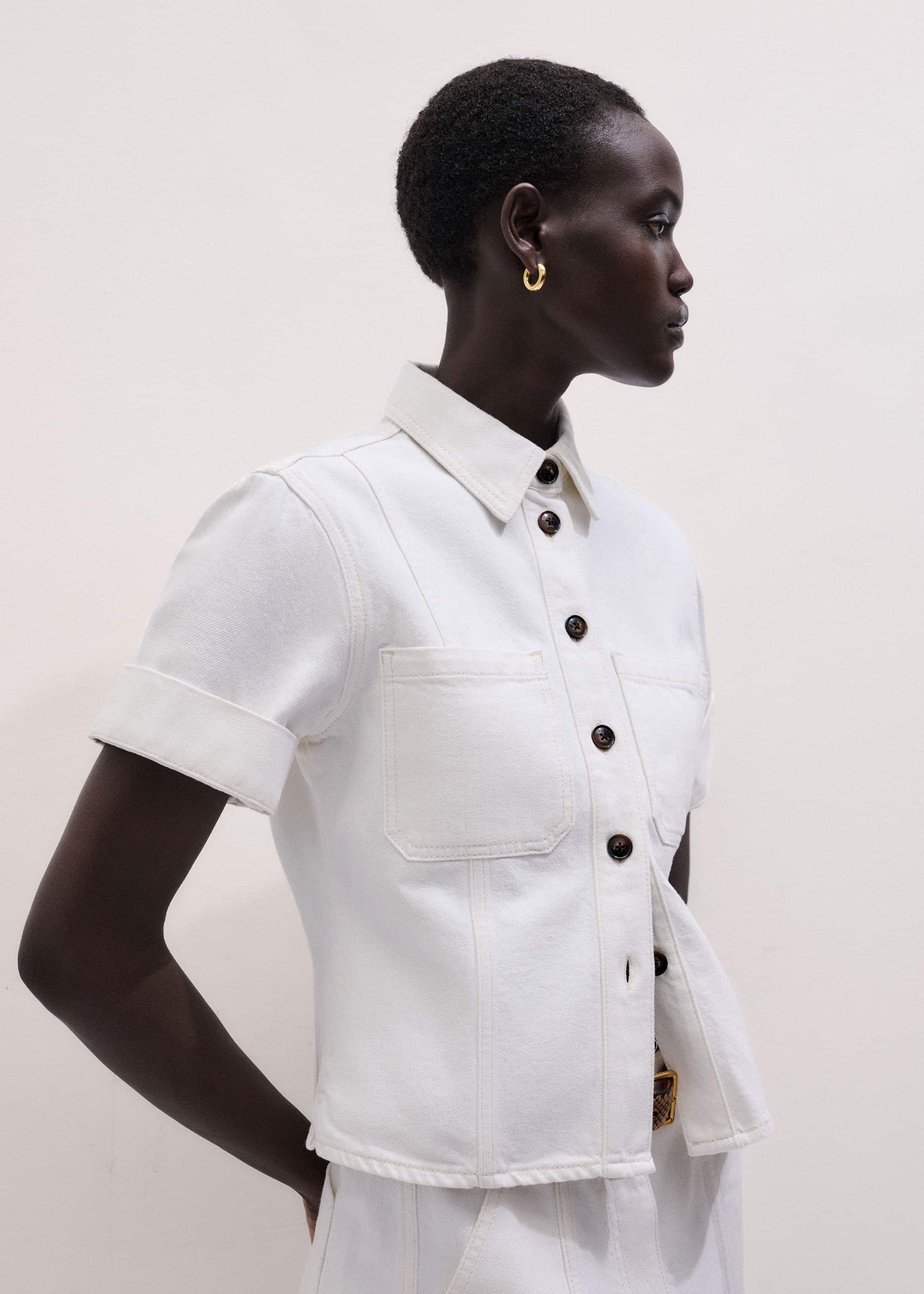 ME and EM Clothing White Paneled Shirt