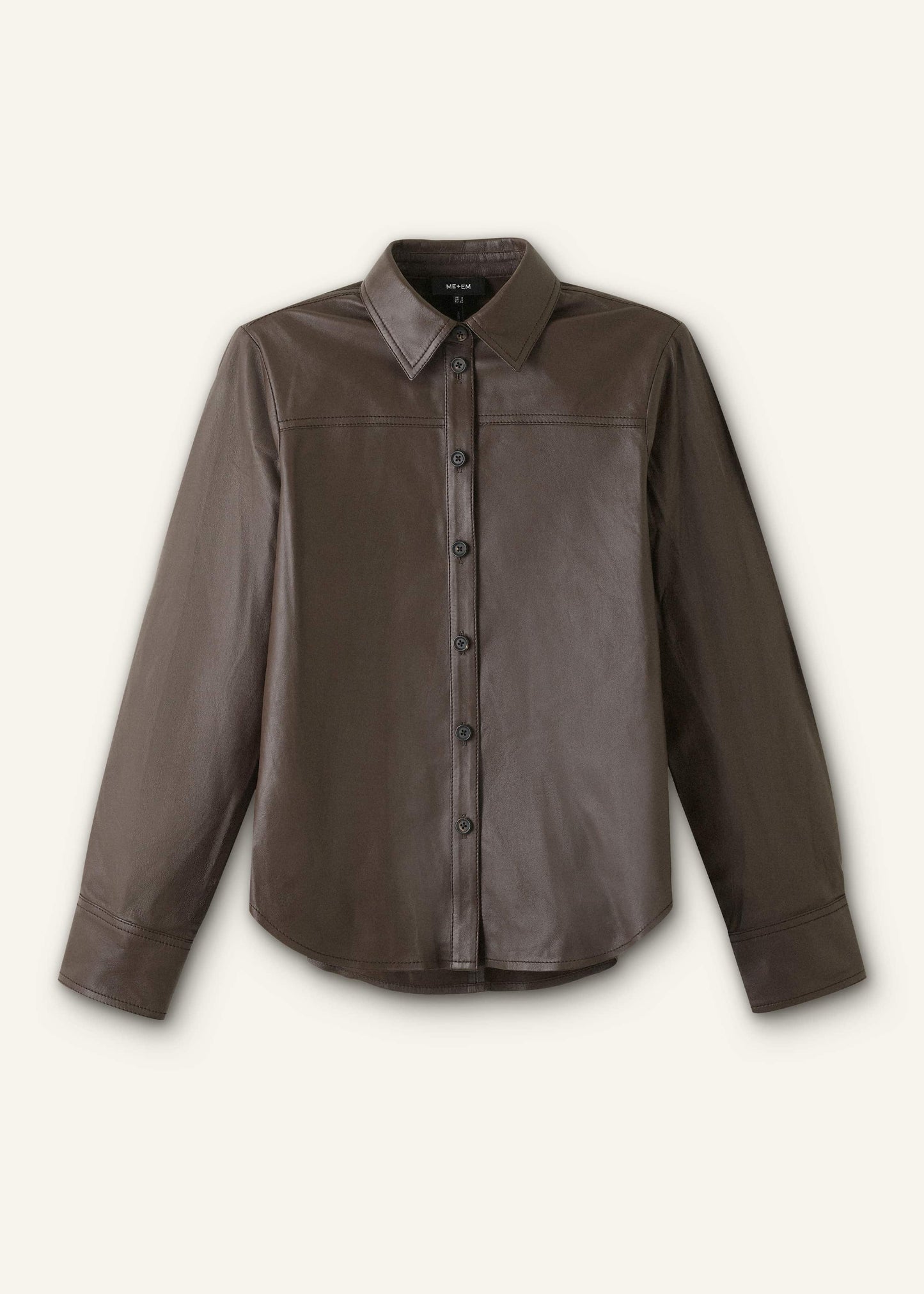 ME and EM Clothing Brown Luxe Leather Straight Shirt