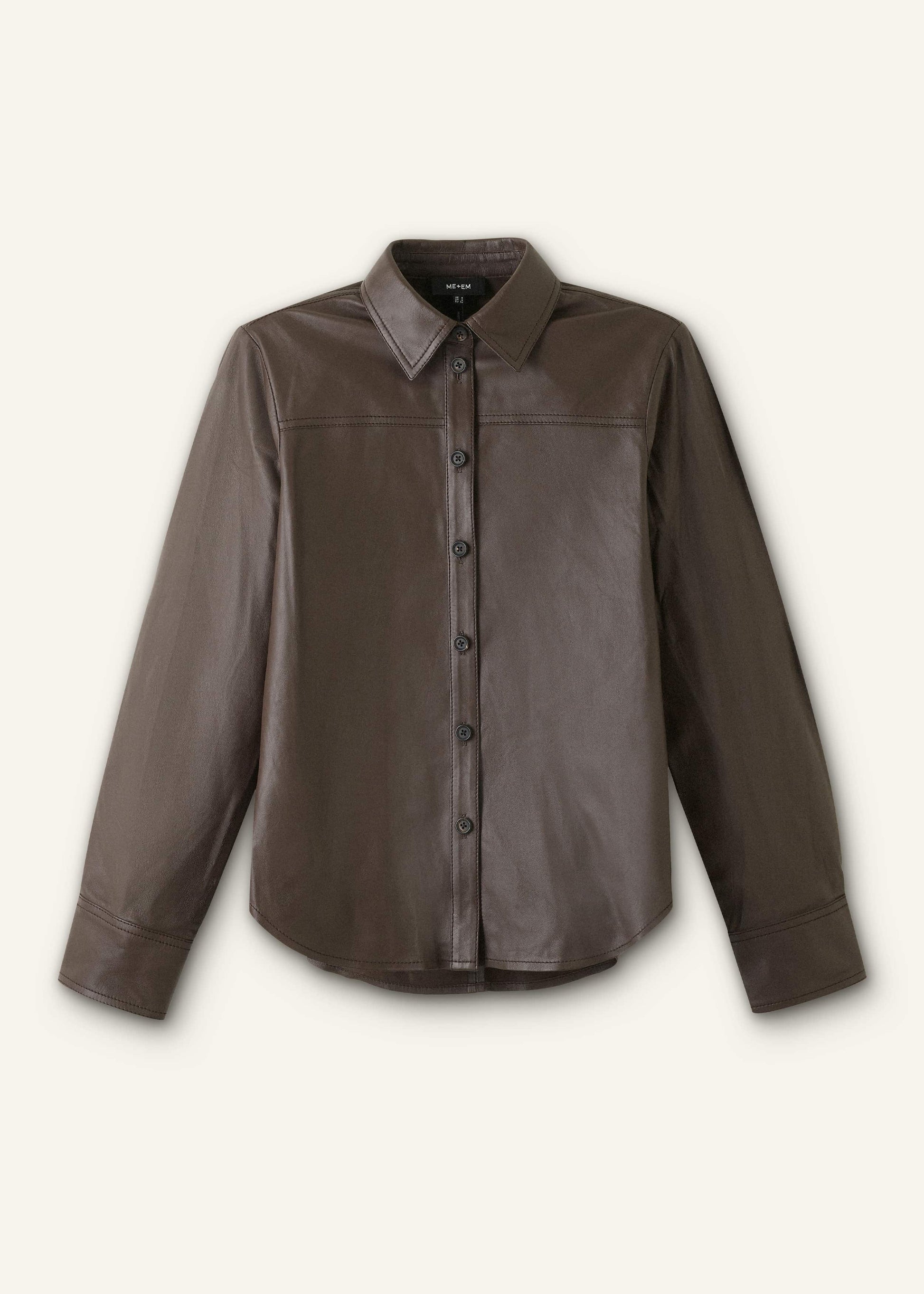 ME and EM Clothing Brown Luxe Leather Straight Shirt