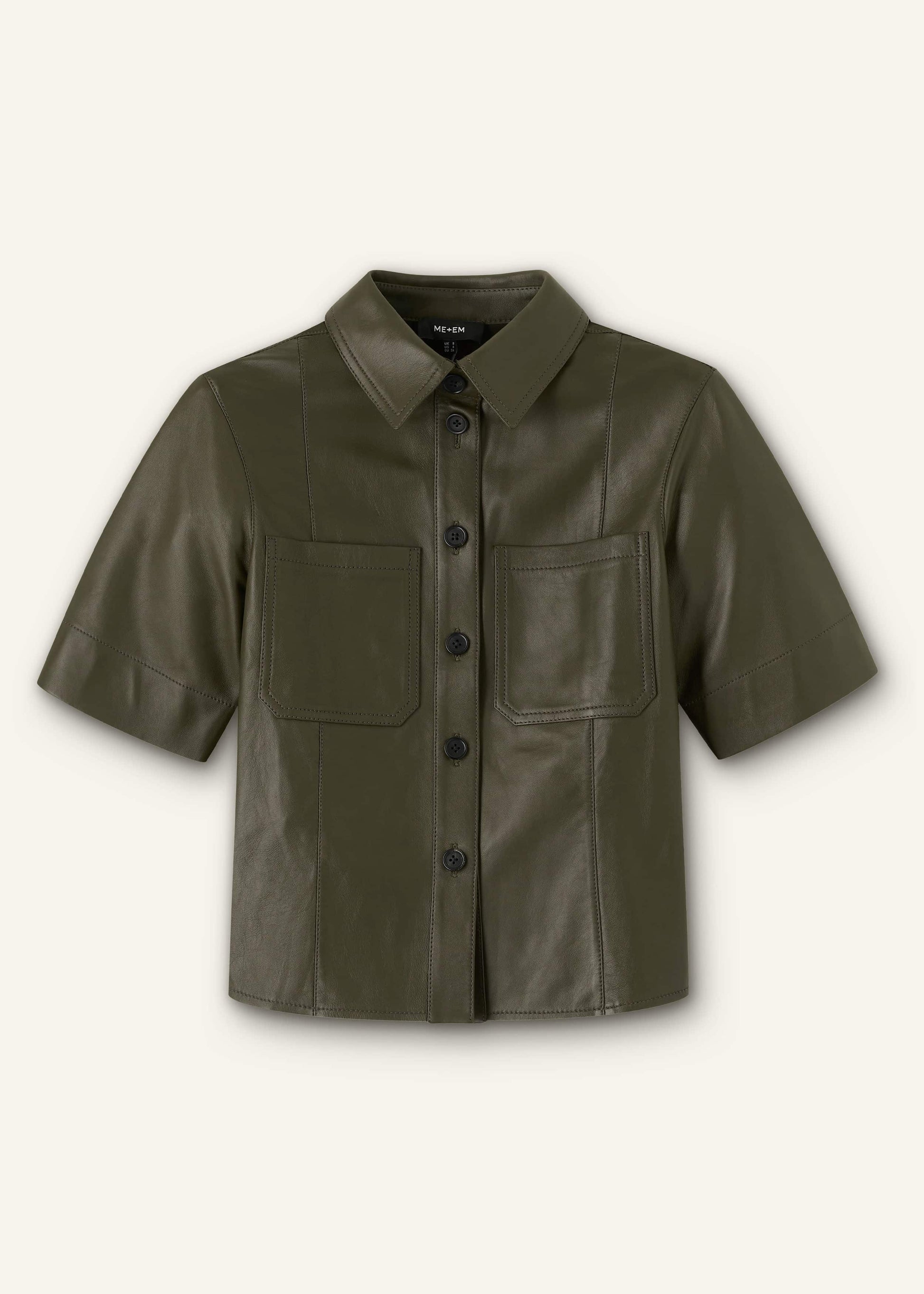 ME and EM Clothing Olive Green Leather Utility Shirt
