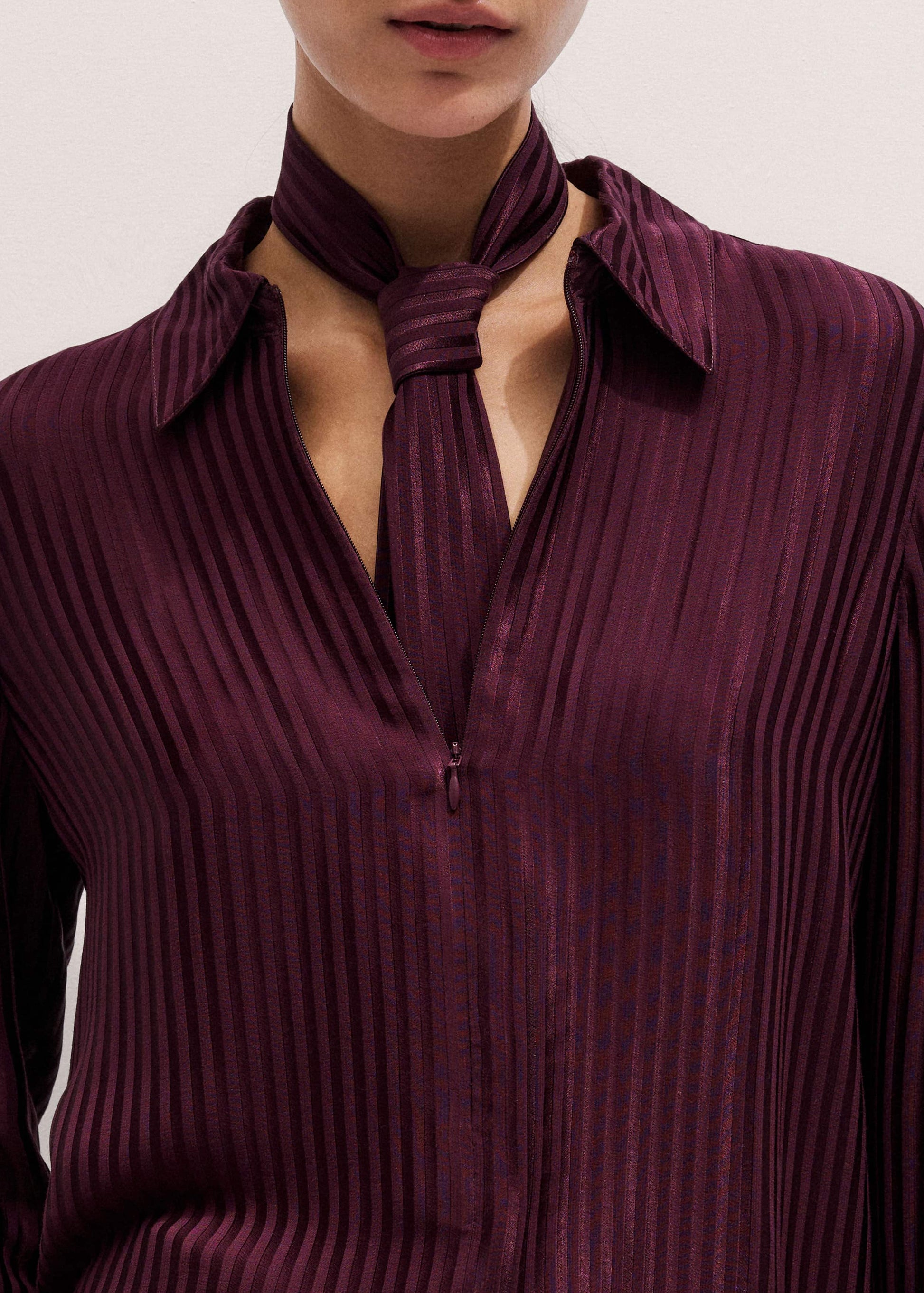 ME and EM Clothing Red AM-PM Fluid Satin Shirt + Tie