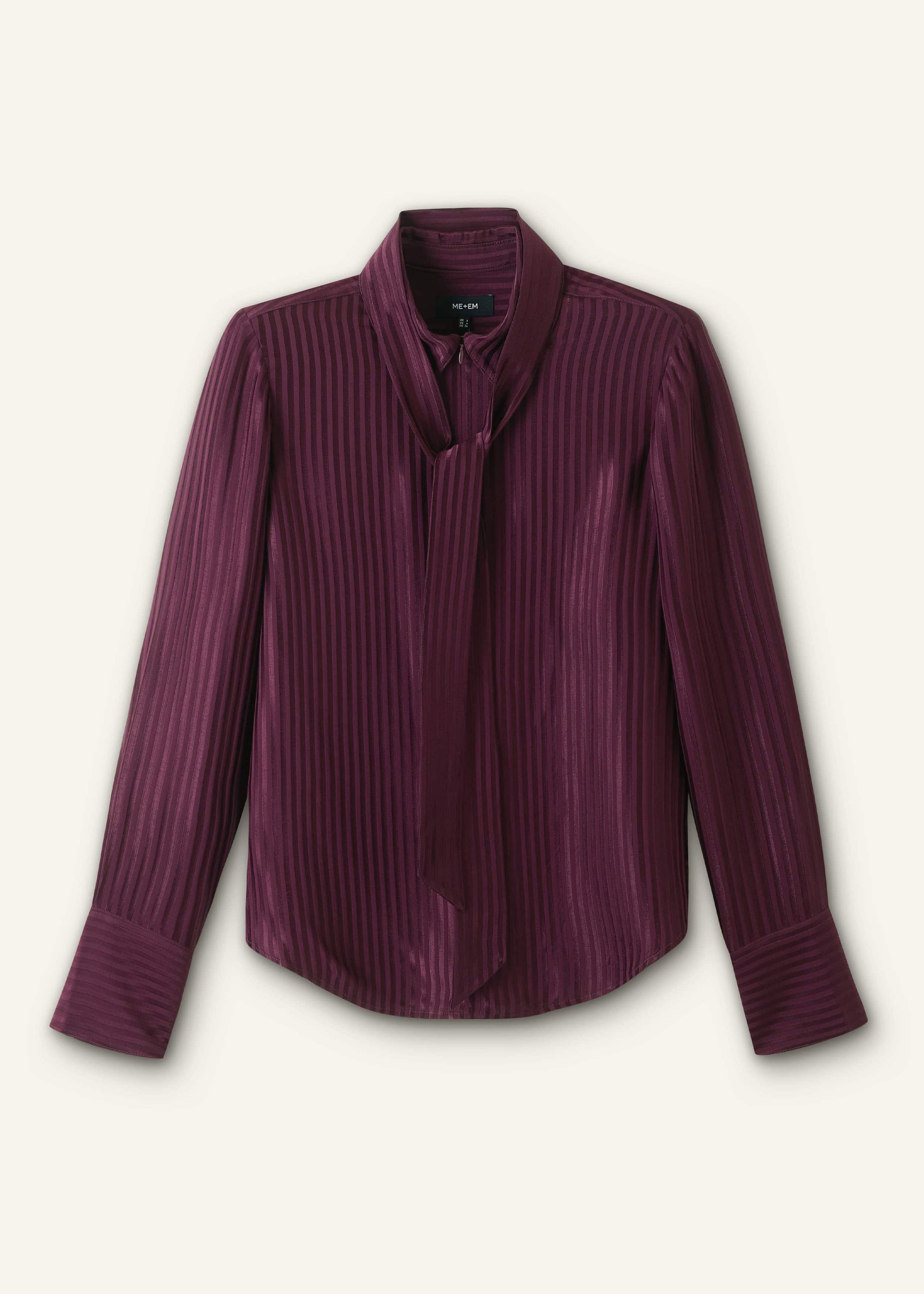 ME and EM Clothing Red AM-PM Fluid Satin Shirt + Tie