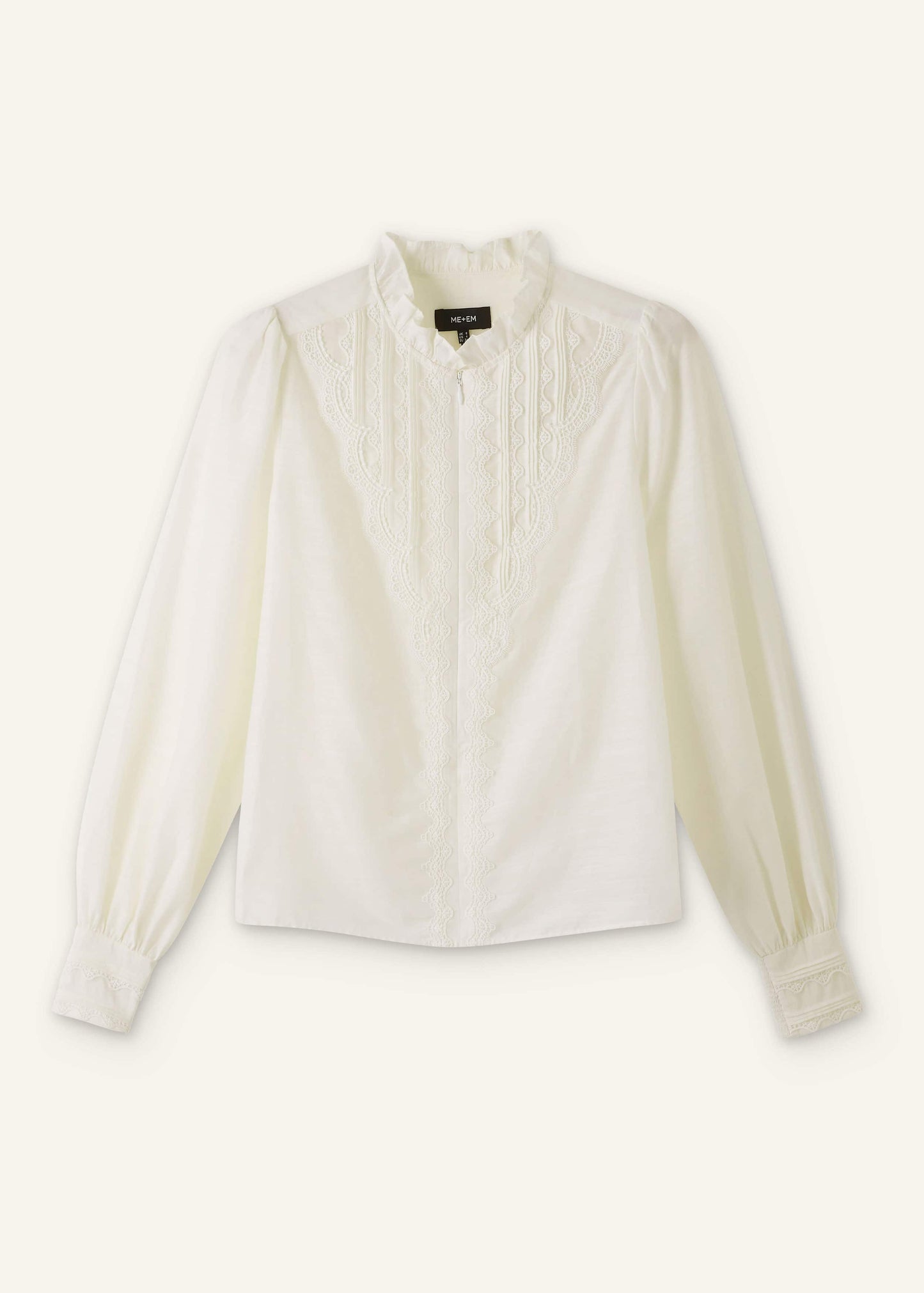 ME and EM Clothing Cream Delicate Lace Trim Detail Top