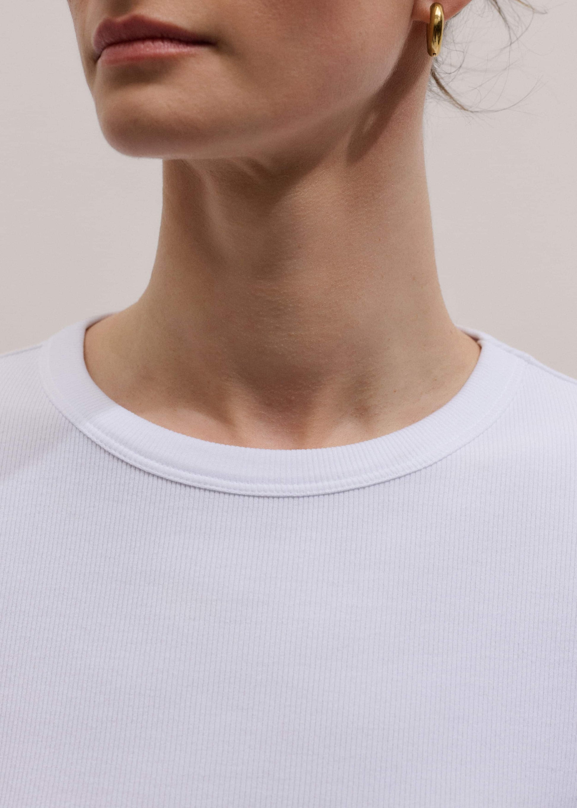 ME and EM Clothing White Cotton Rib Long Sleeve Top