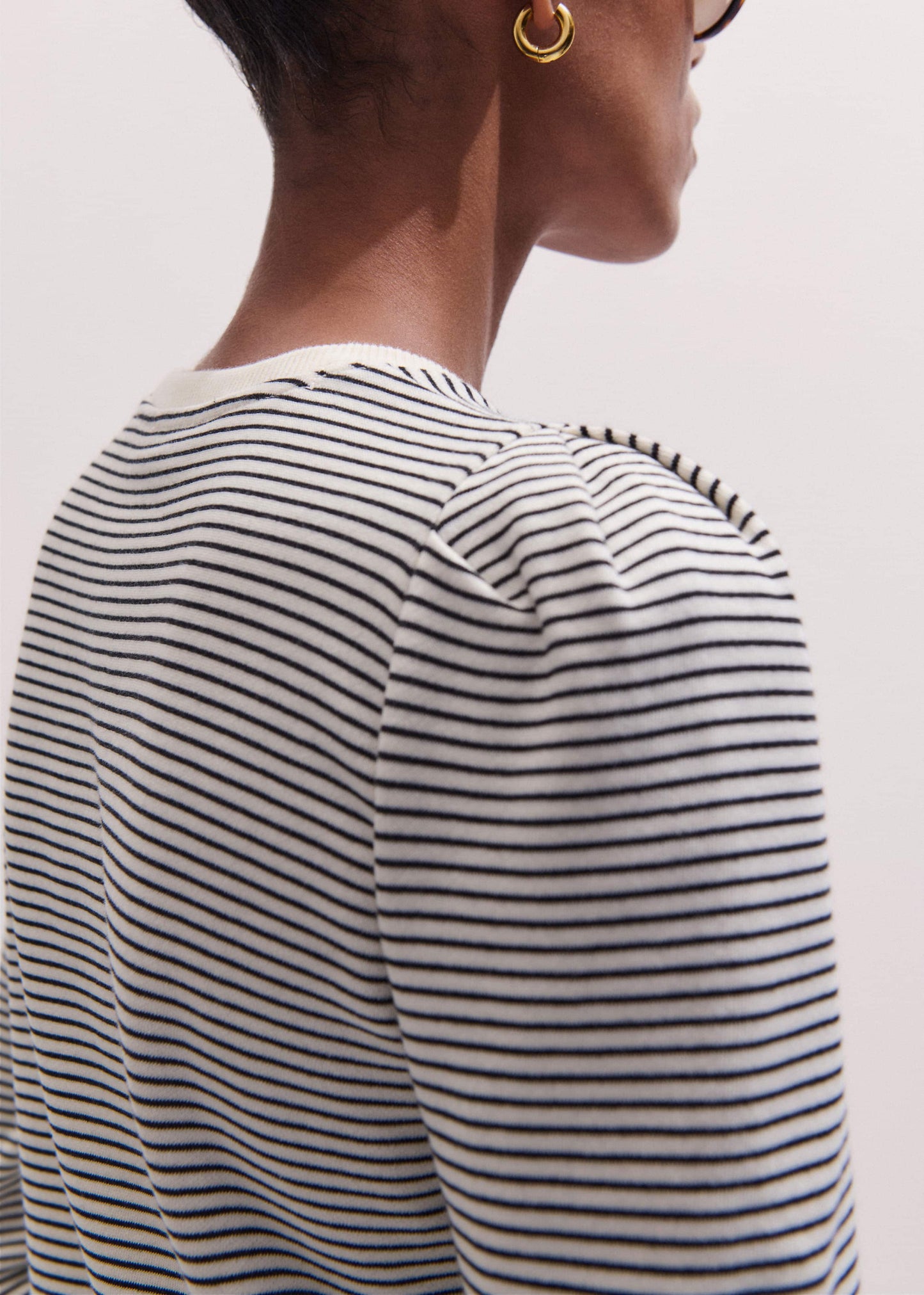 ME and EM Clothing Navy Stripe Pouf Sleeve Sweatshirt