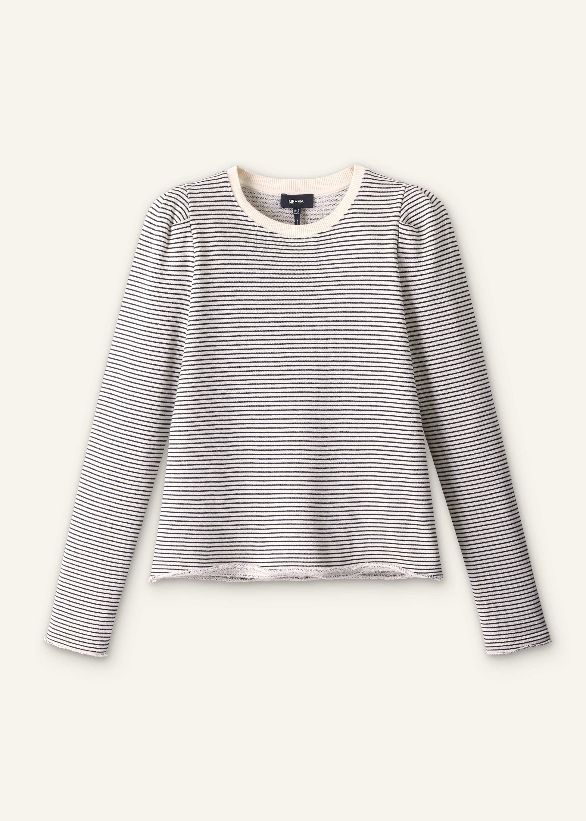 ME and EM Clothing Navy Stripe Pouf Sleeve Sweatshirt