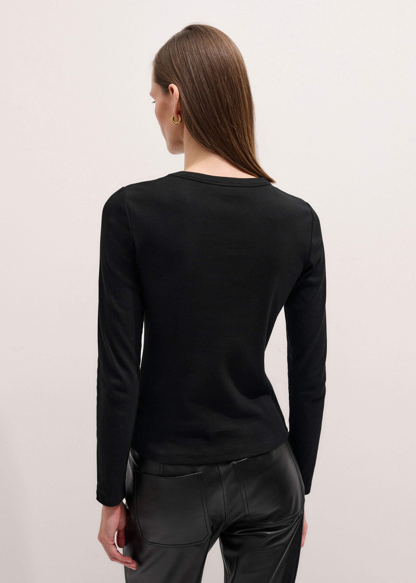 ME and EM Clothing Black Cotton Rib Perfect Basic Top