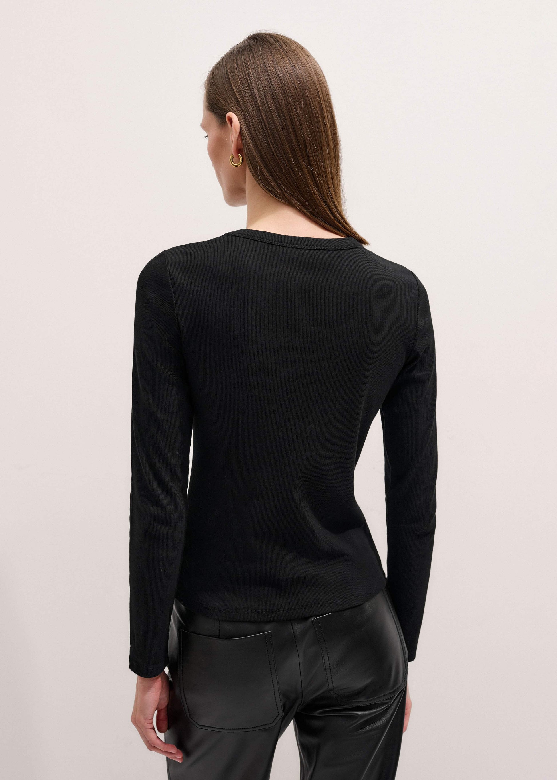ME and EM Clothing Black Cotton Rib Perfect Basic Top