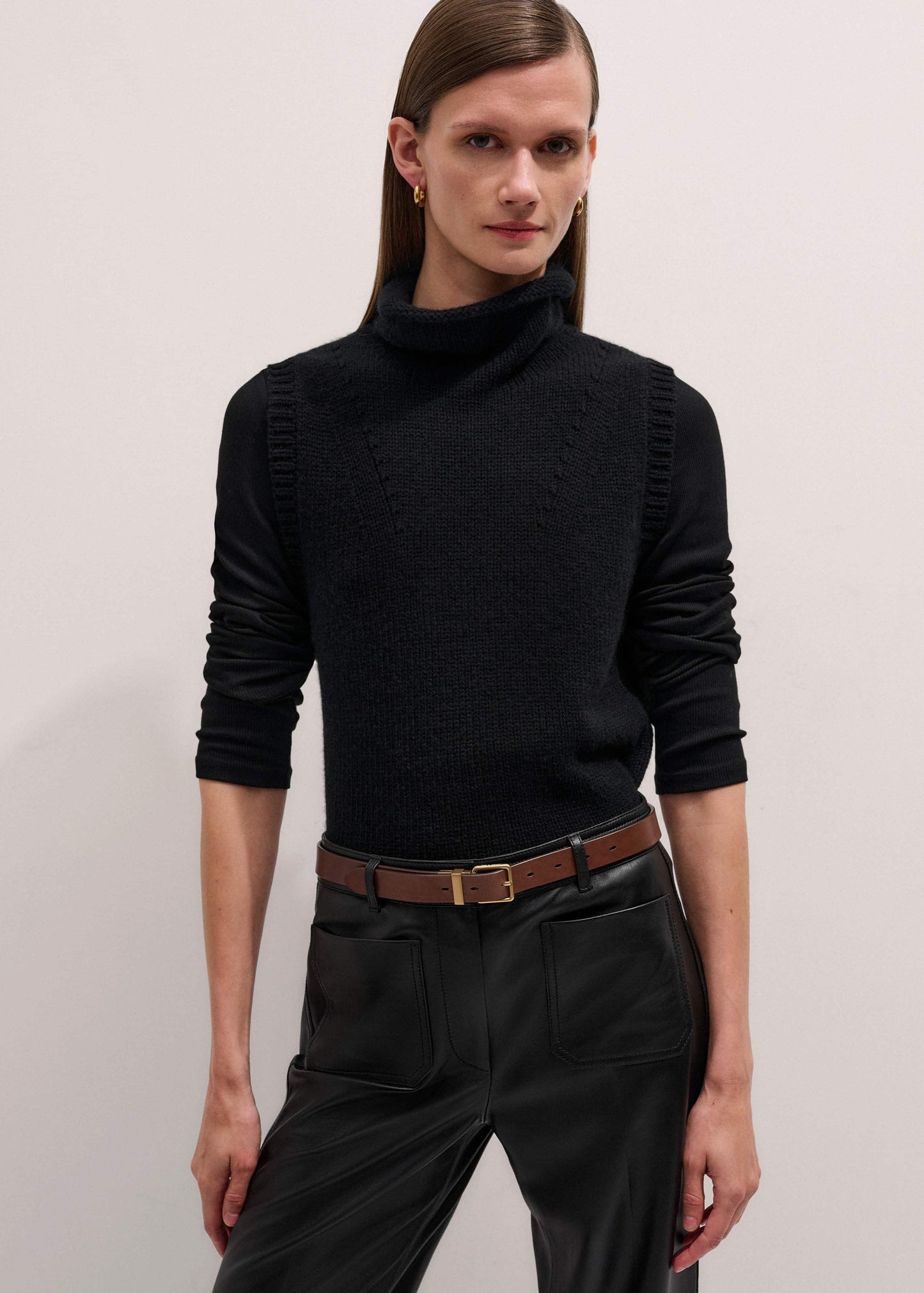 ME and EM Clothing Black Cotton Rib Perfect Basic Top