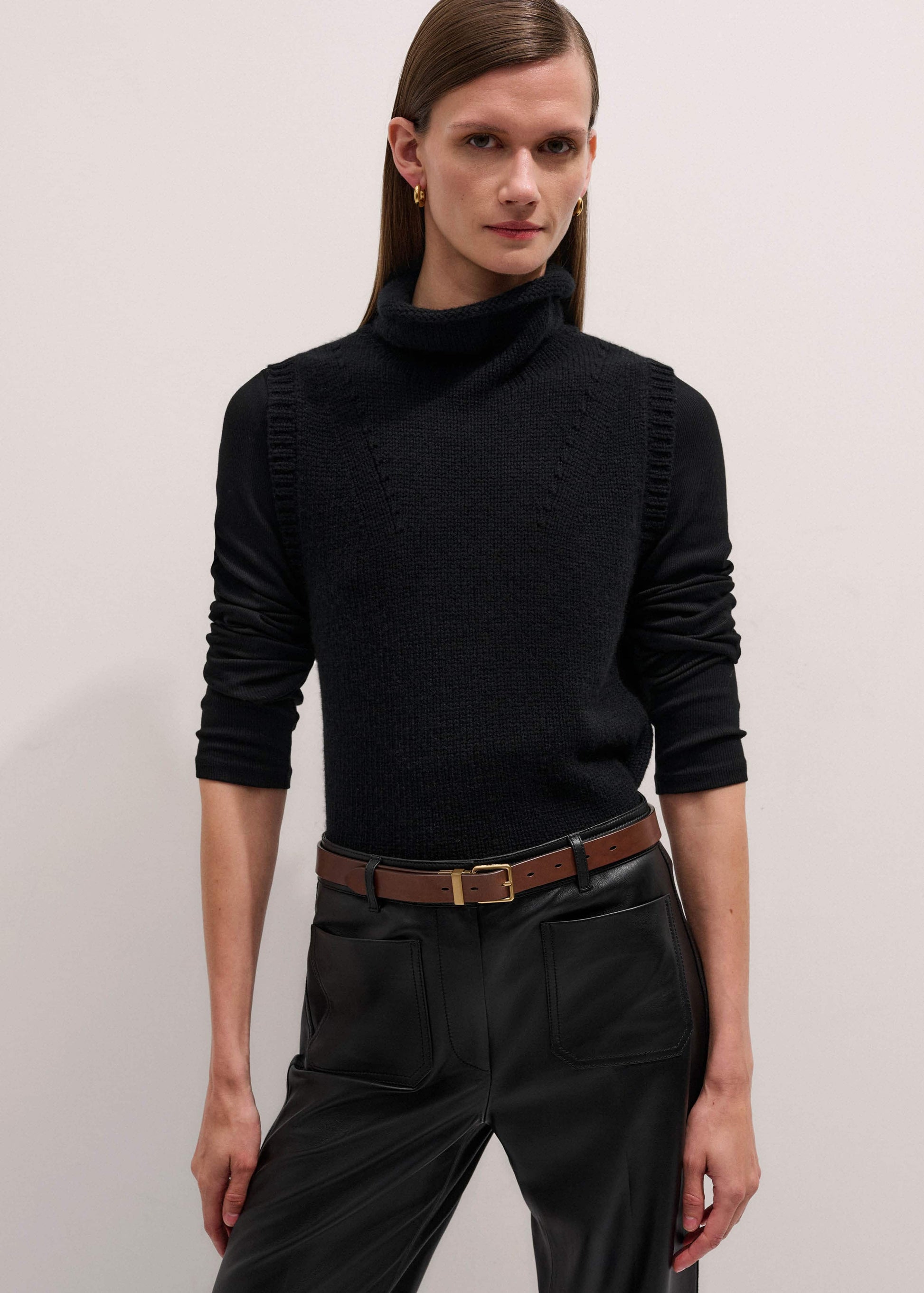 ME and EM Clothing Black Cotton Rib Perfect Basic Top