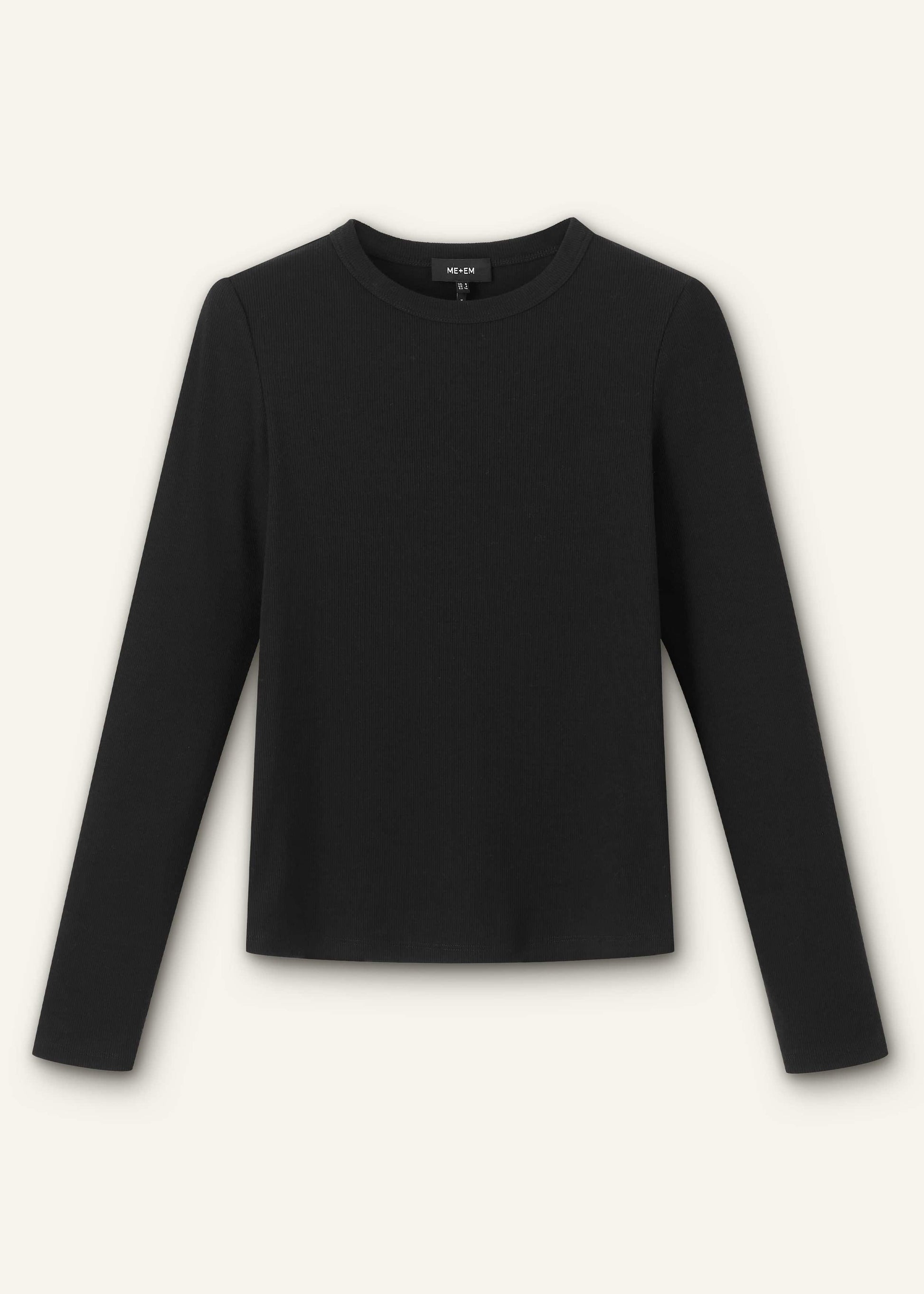 ME and EM Clothing Black Cotton Rib Perfect Basic Top