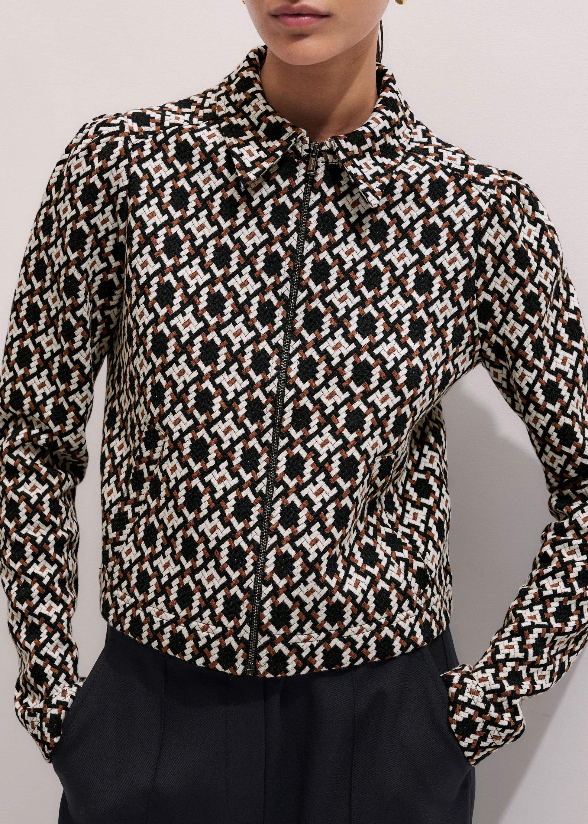 ME and EM Clothing Navy Graphic Jacquard Zip-Through Jacket