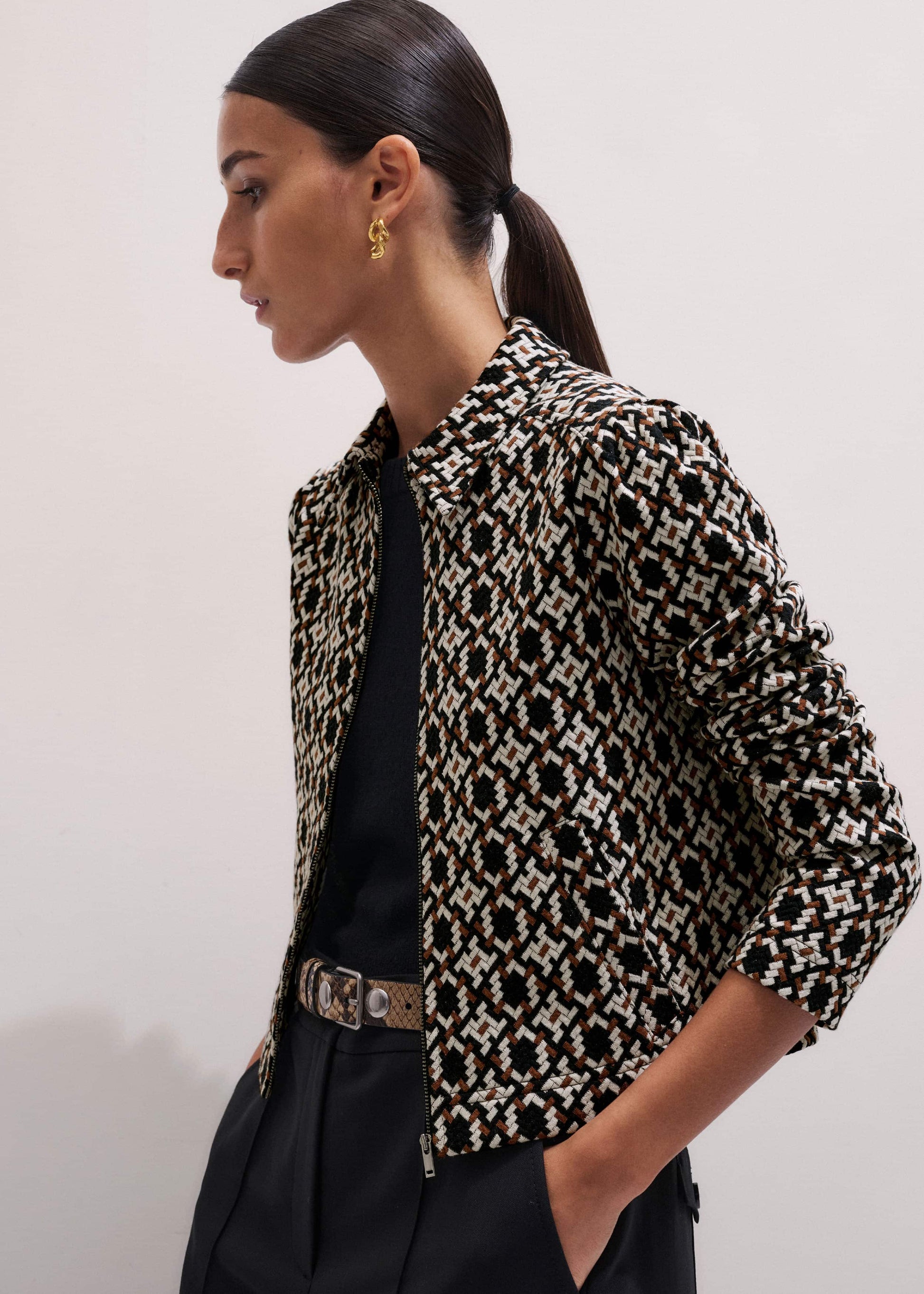 ME and EM Clothing Navy Graphic Jacquard Zip-Through Jacket