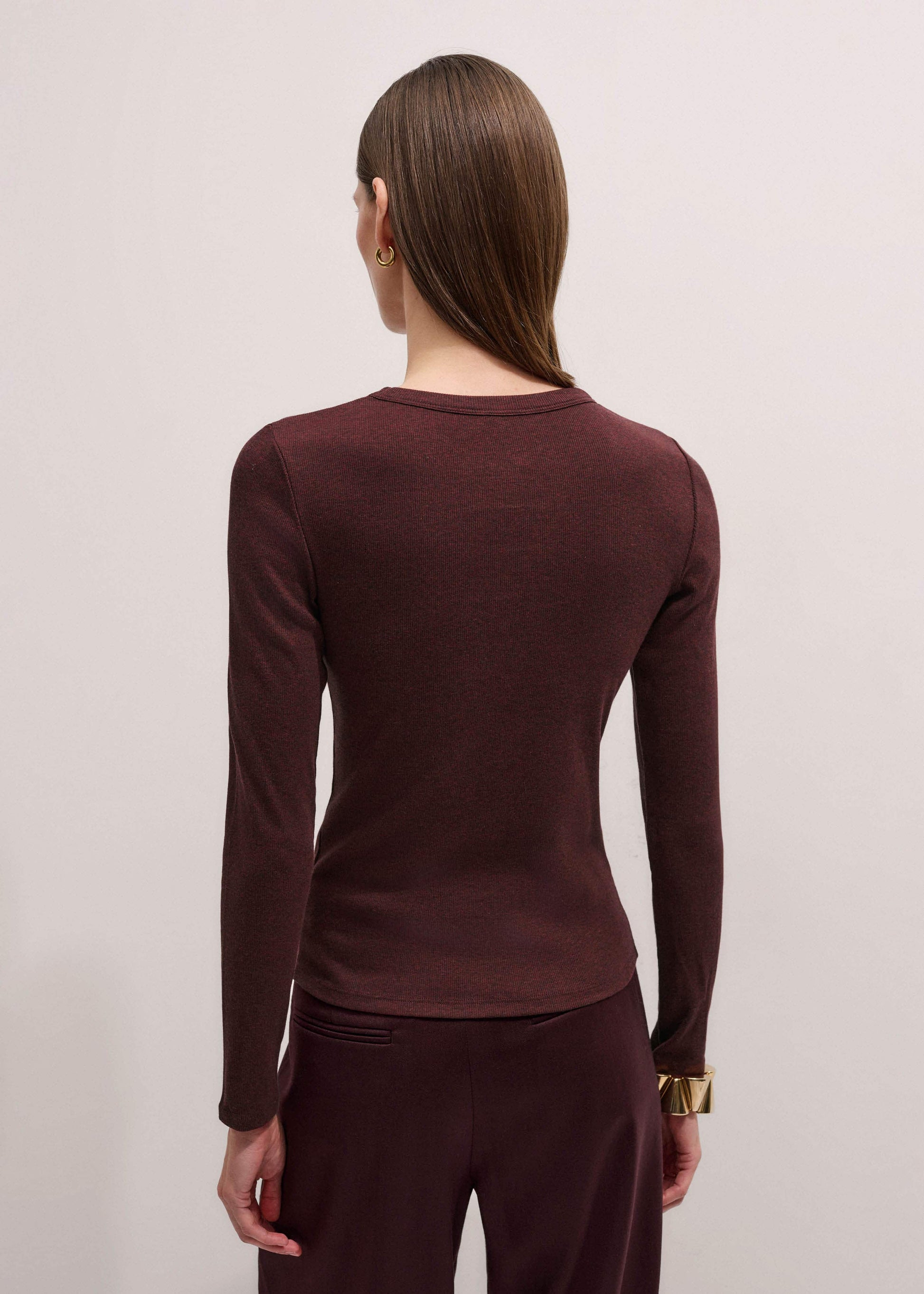 ME and EM Clothing Red Cotton Rib Perfect Basic Top