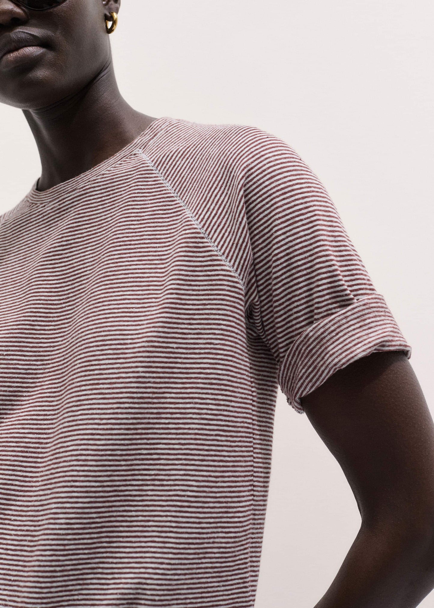 ME and EM Clothing Cinnamon Soft Washed Stripe Raglan Tee