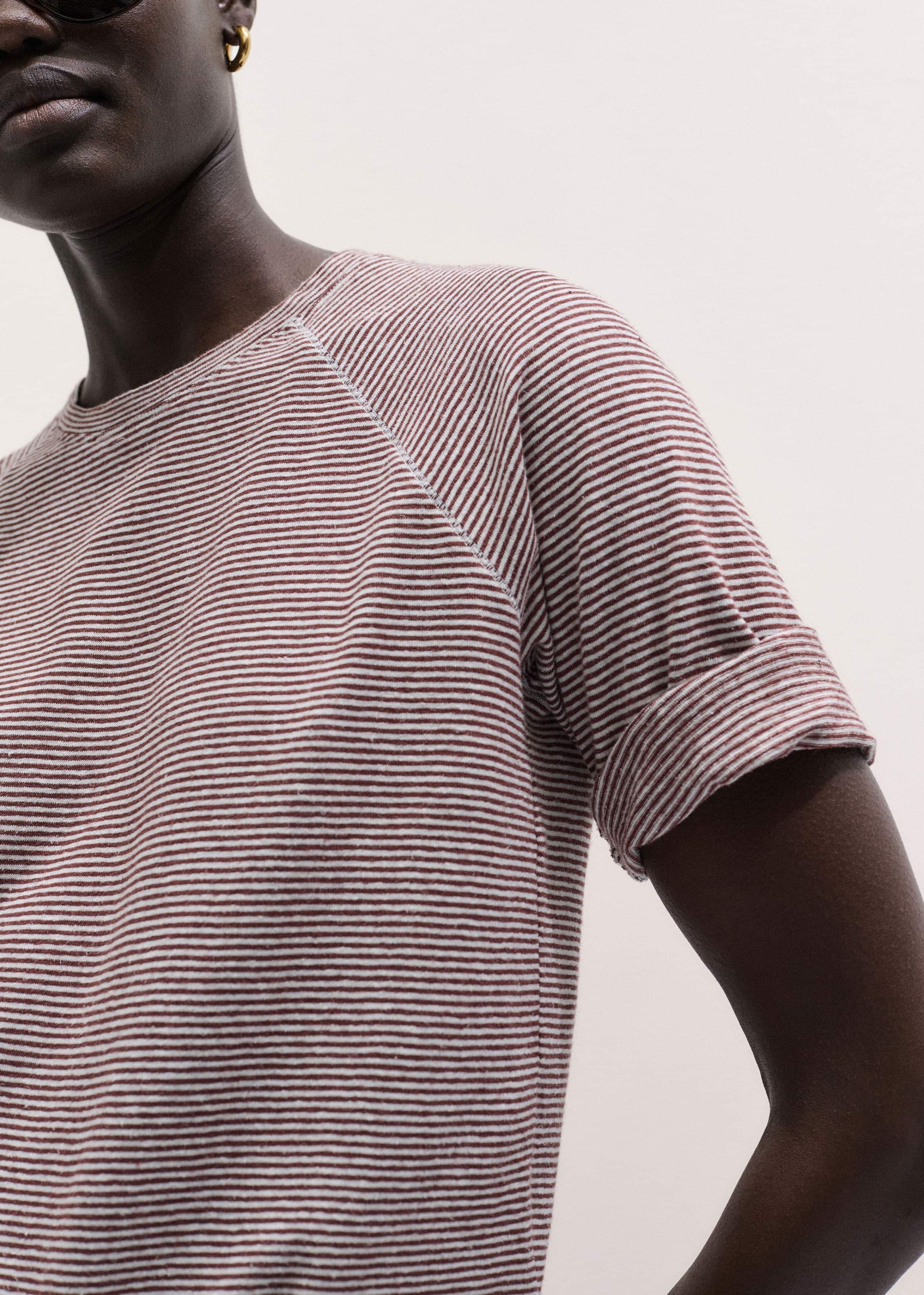 ME and EM Clothing Cinnamon Soft Washed Stripe Raglan Tee