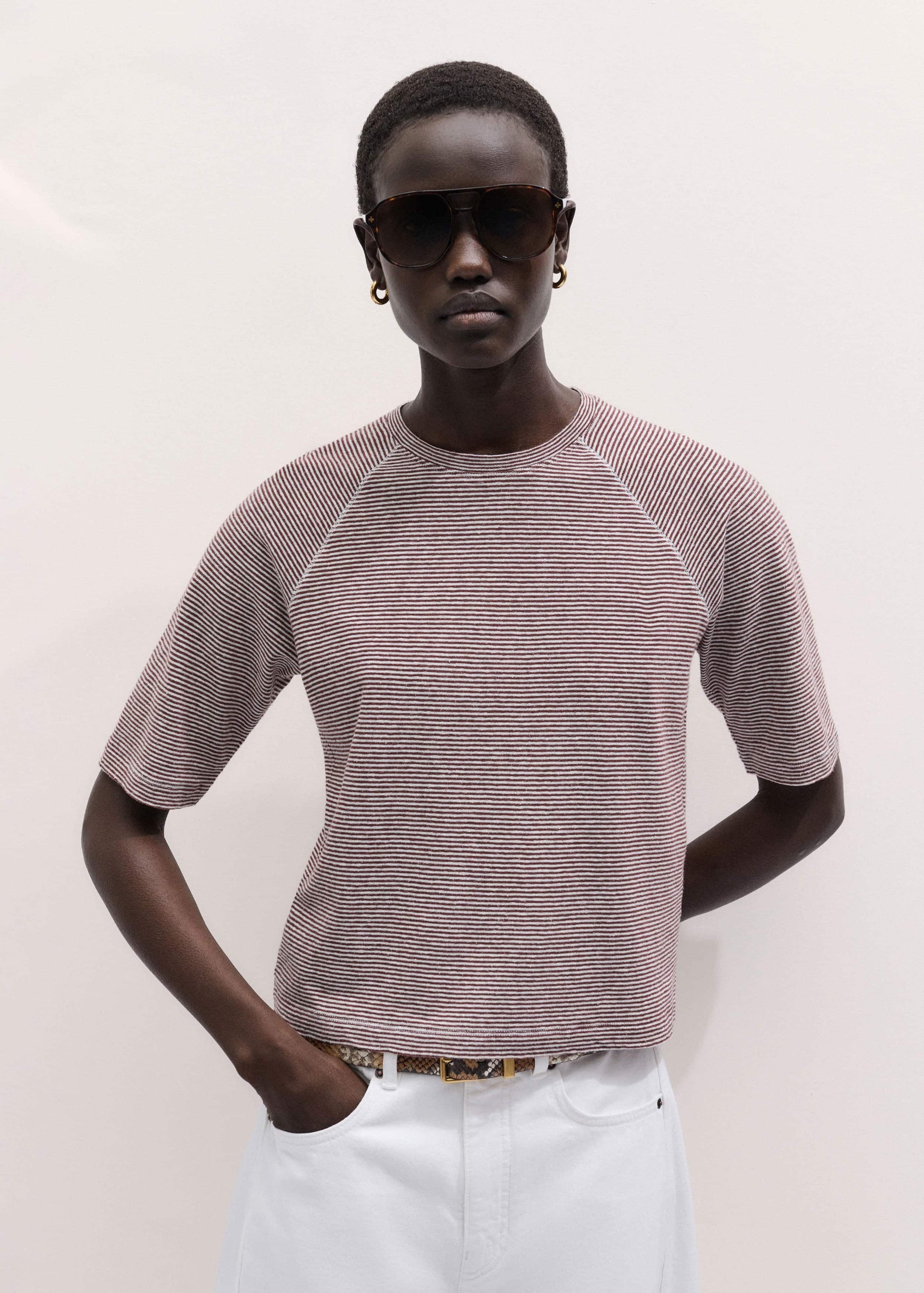 ME and EM Clothing Cinnamon Soft Washed Stripe Raglan Tee