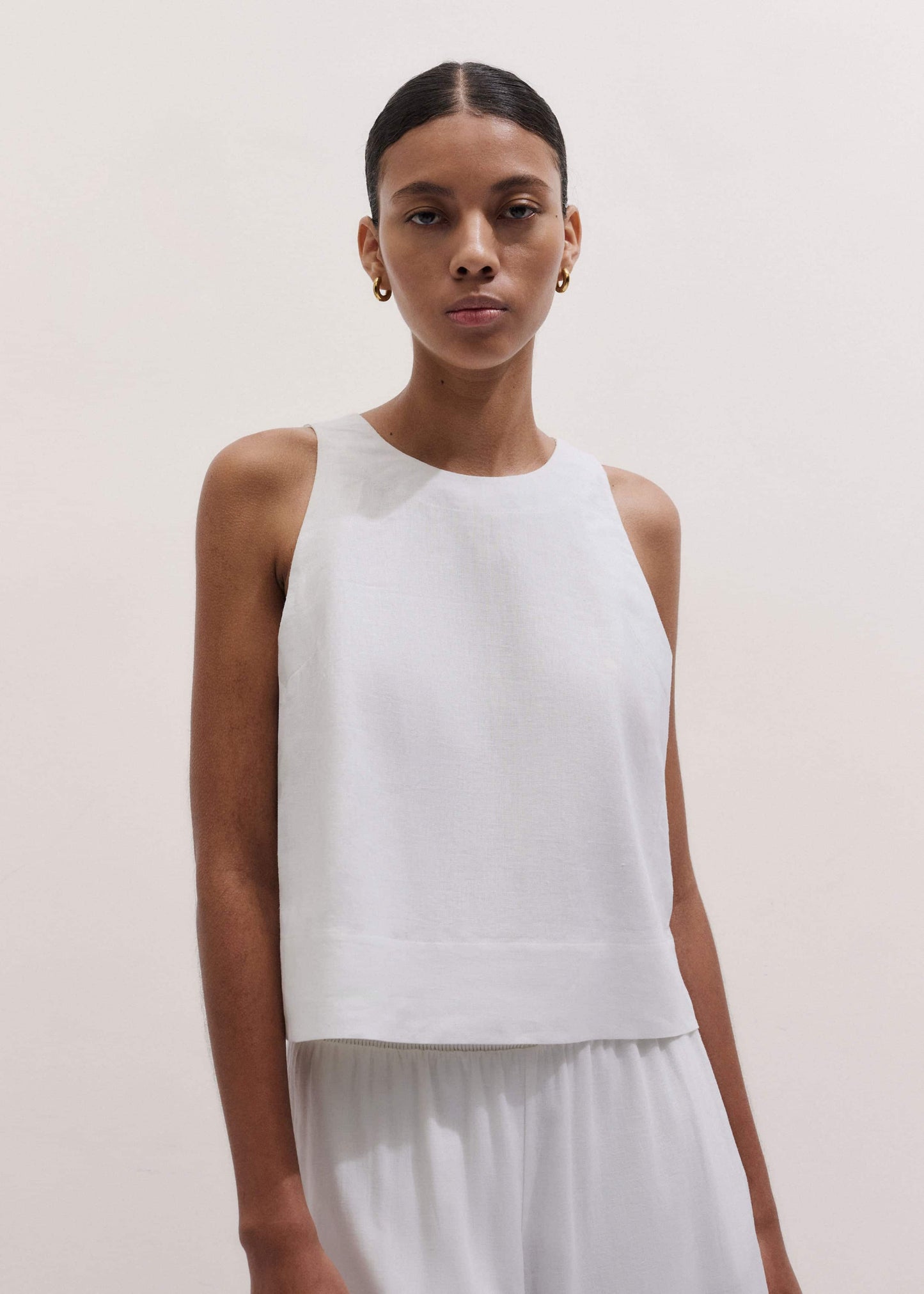 ME and EM Clothing White Shell Crop Top