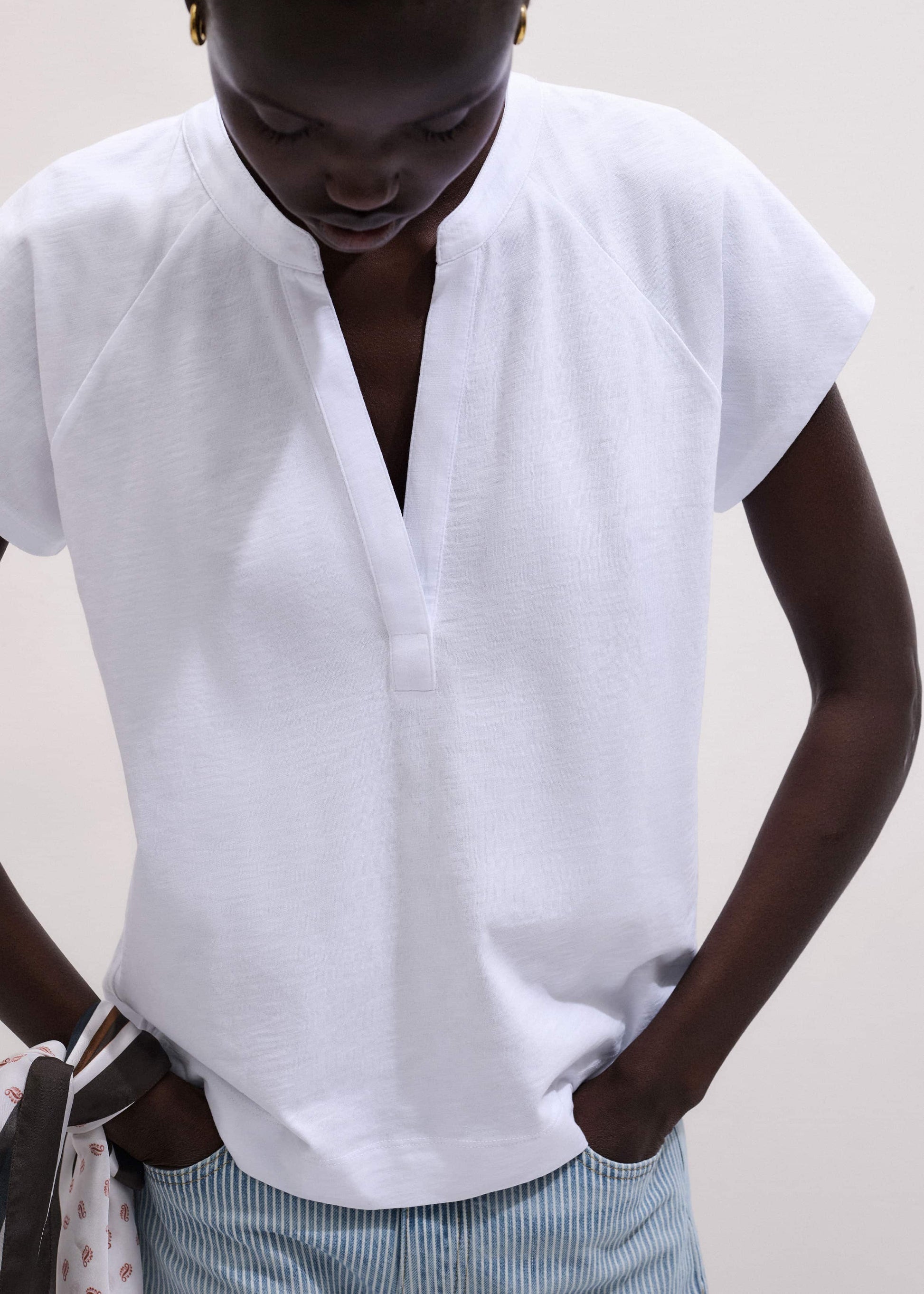 ME and EM Clothing White Open Placket Swing Top