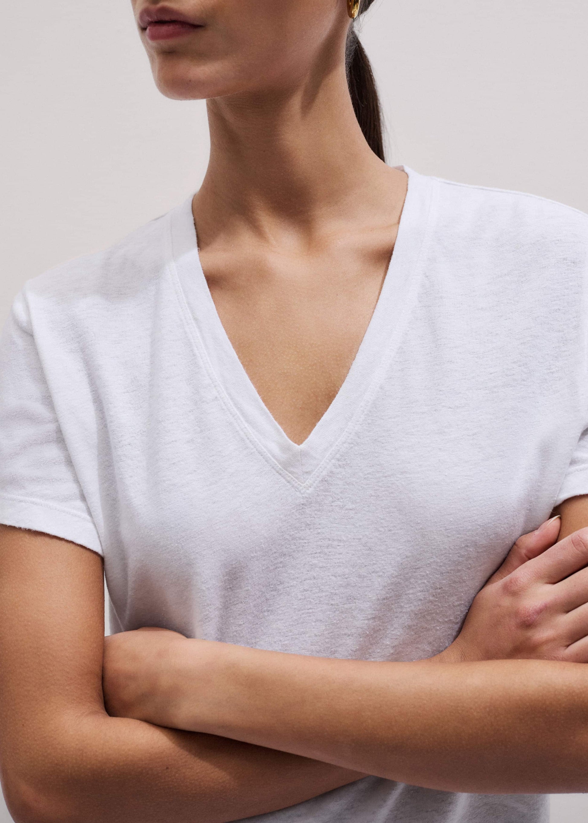 ME and EM Clothing White Soft Washed V-Neck Tee
