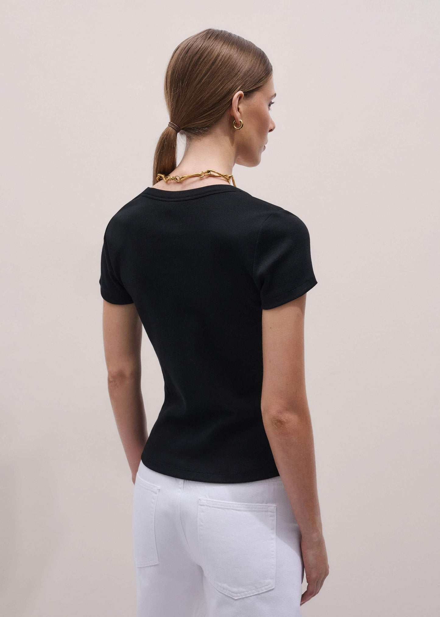 ME and EM Clothing Black Ultimate Fitted Rib V-Neck Tee