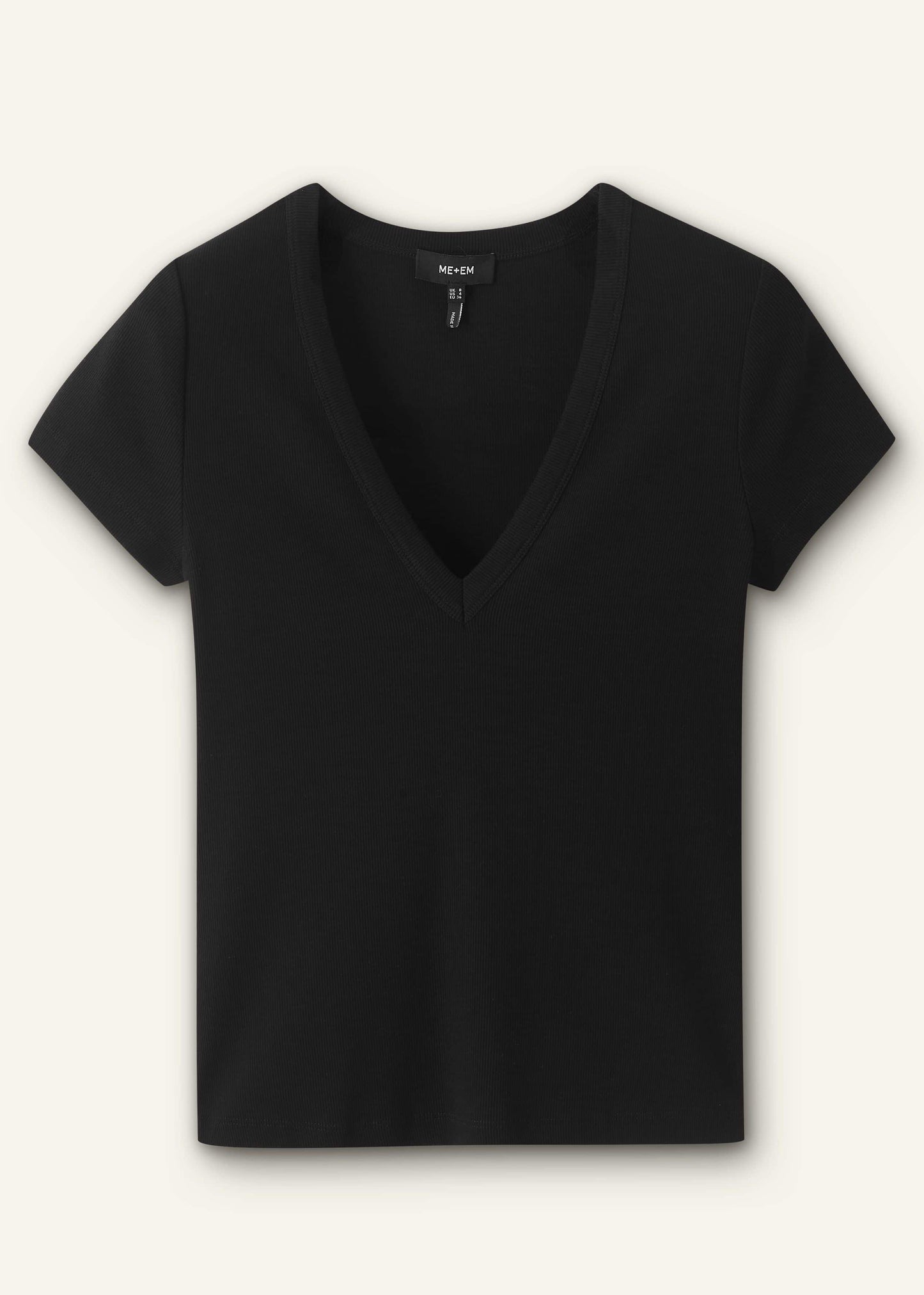 ME and EM Clothing Black Ultimate Fitted Rib V-Neck Tee