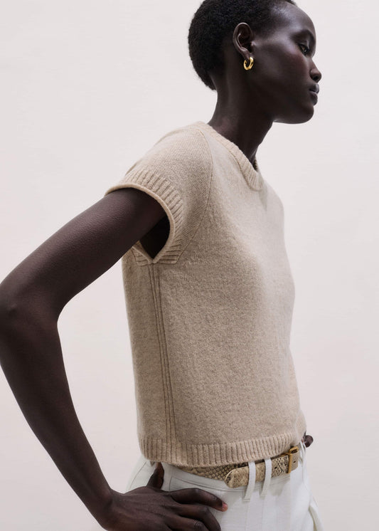 ME and EM Clothing Oatmeal Cashmere Shrunken Knit Baby Tee