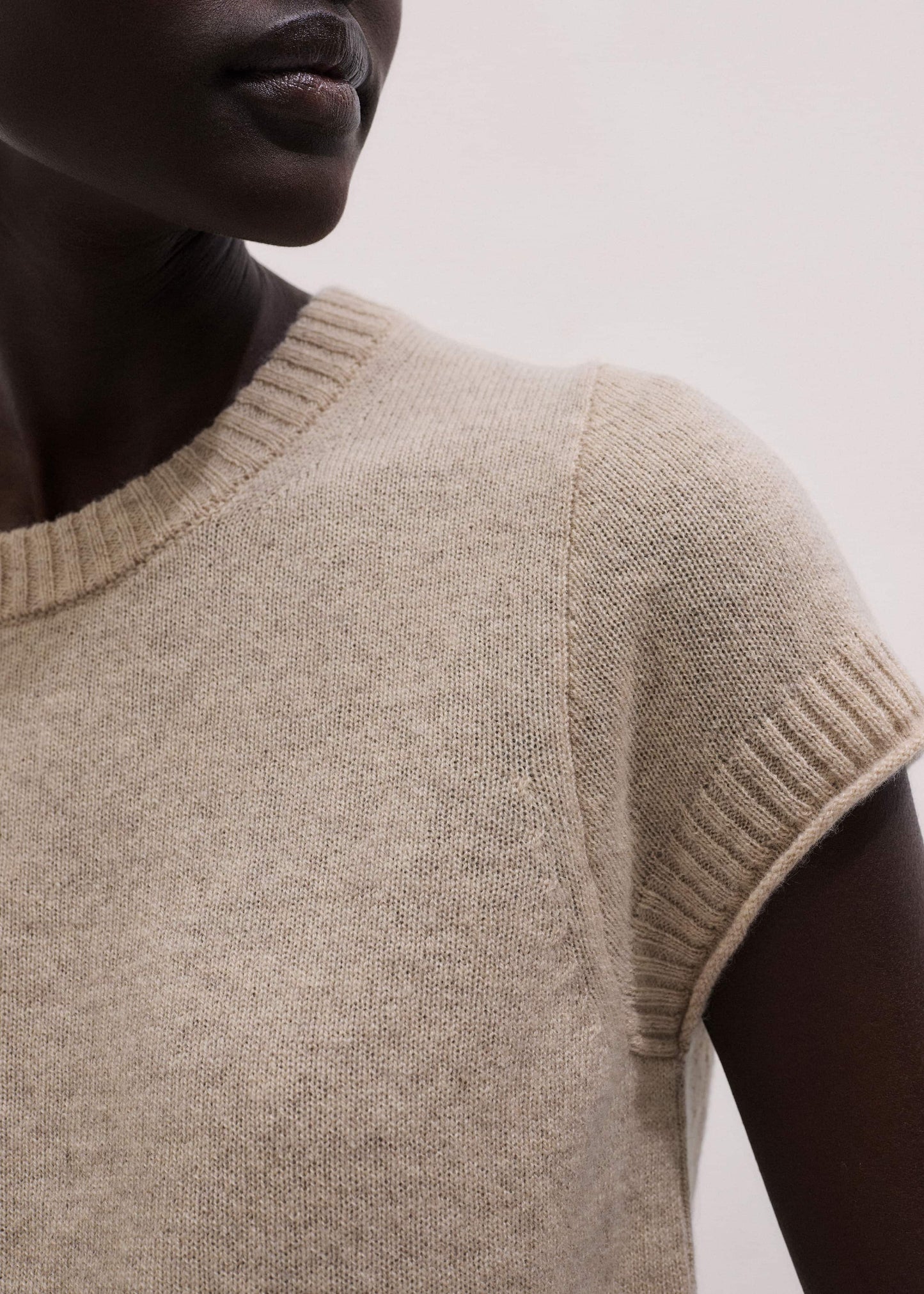 ME and EM Clothing Oatmeal Cashmere Shrunken Knit Baby Tee