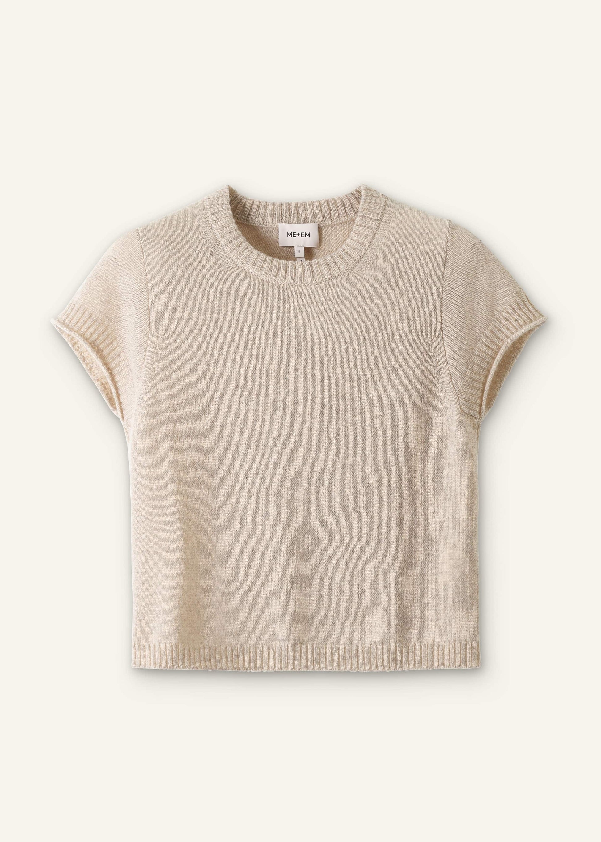 ME and EM Clothing Oatmeal Cashmere Shrunken Knit Baby Tee
