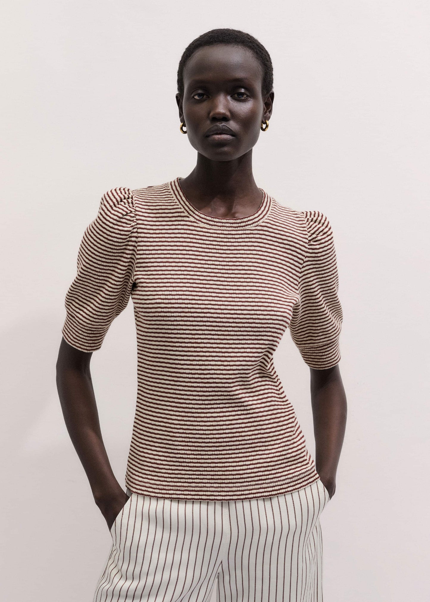 ME and EM Clothing Cinnamon Brown Feminine Sleeve Tee