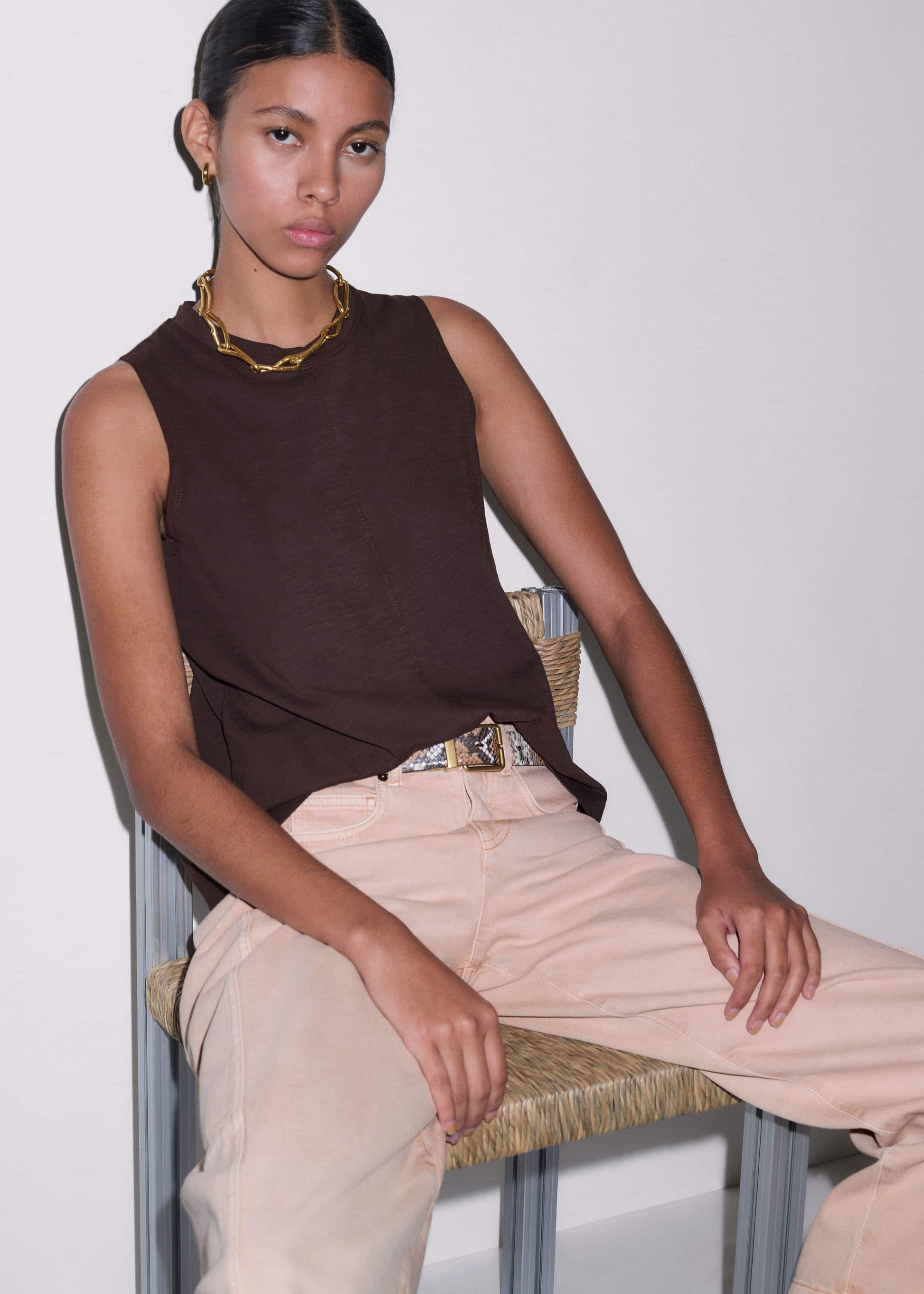 ME and EM Clothing Brown Racerback Swing Top