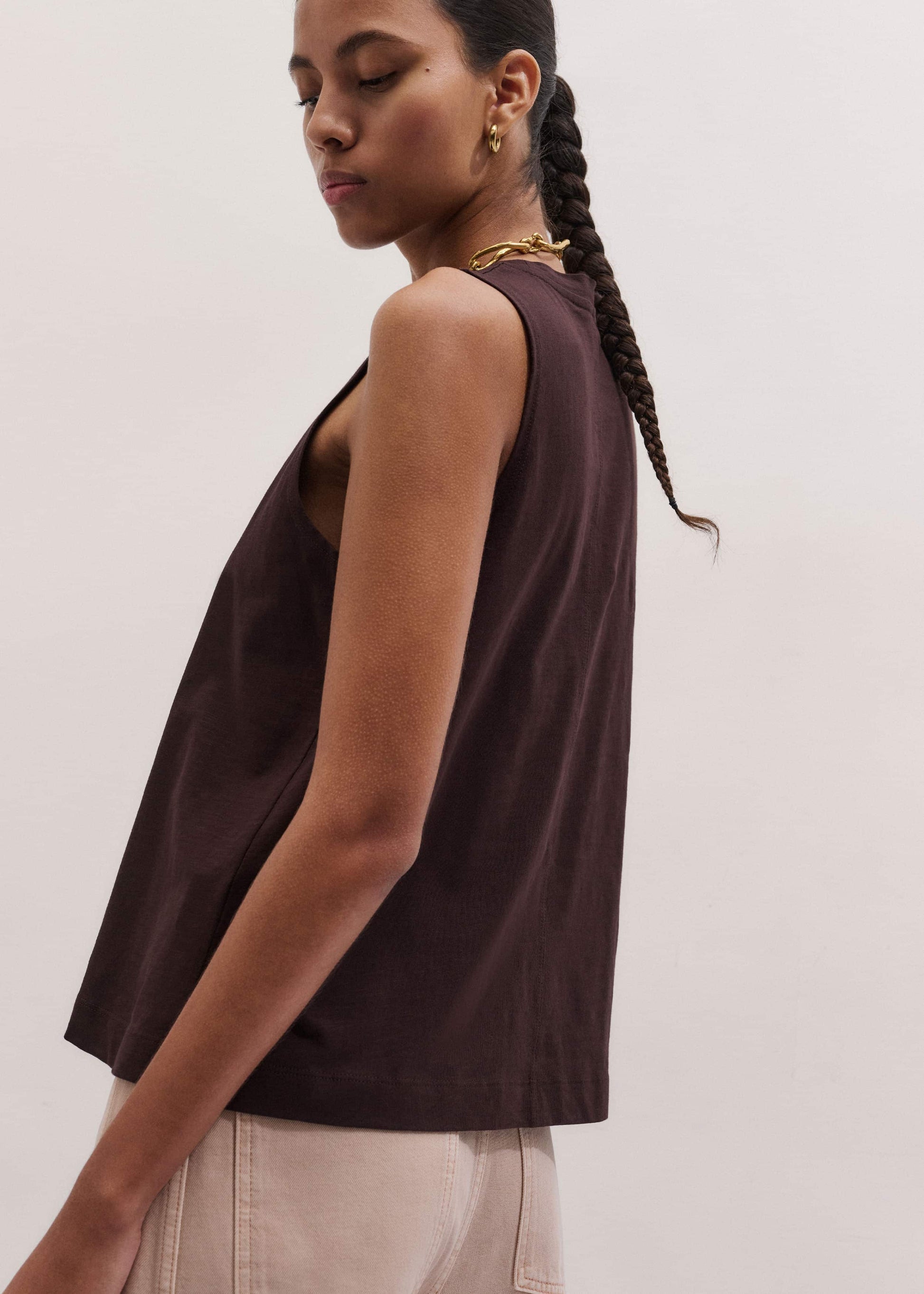 ME and EM Clothing Brown Racerback Swing Top