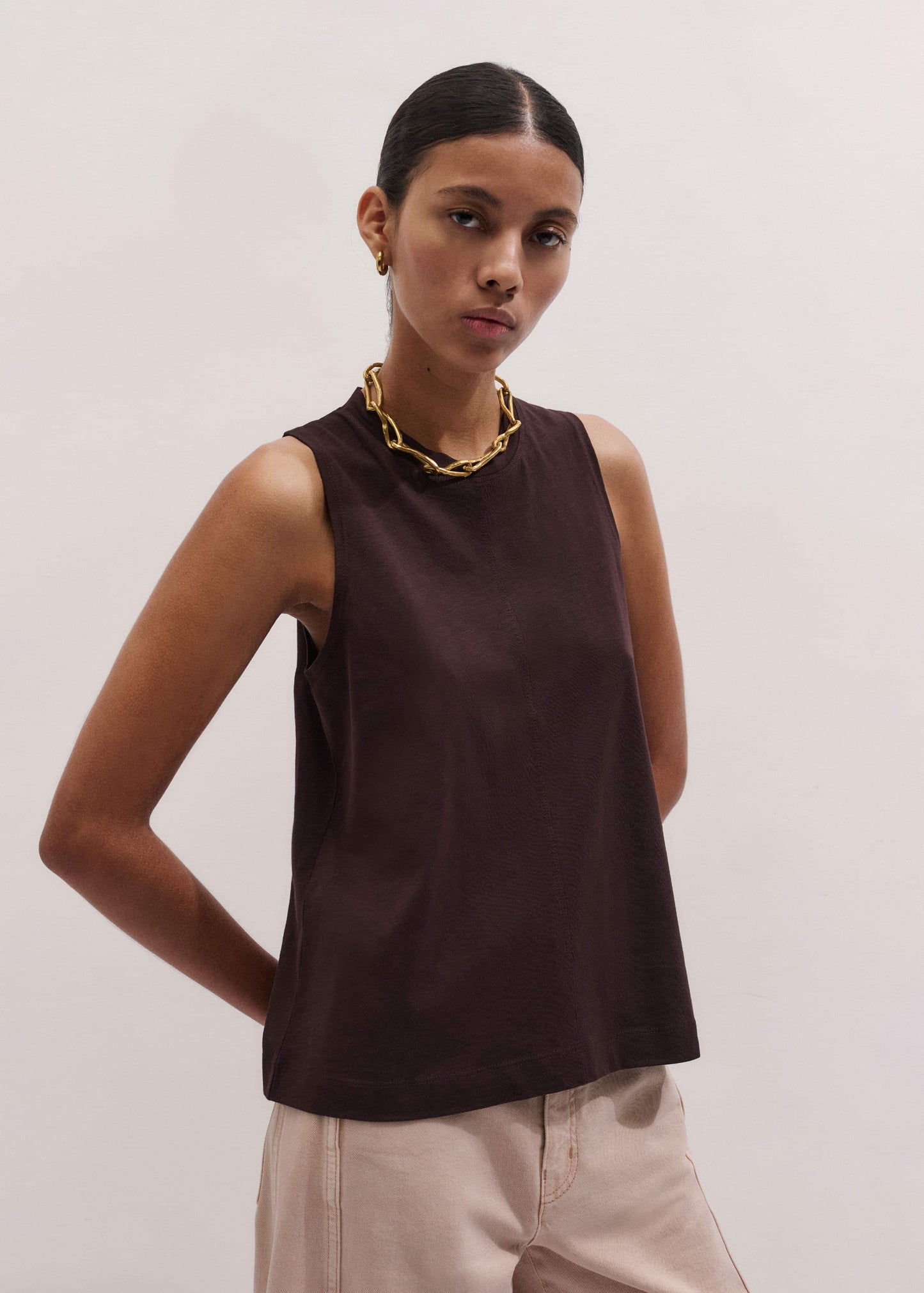 ME and EM Clothing Brown Racerback Swing Top