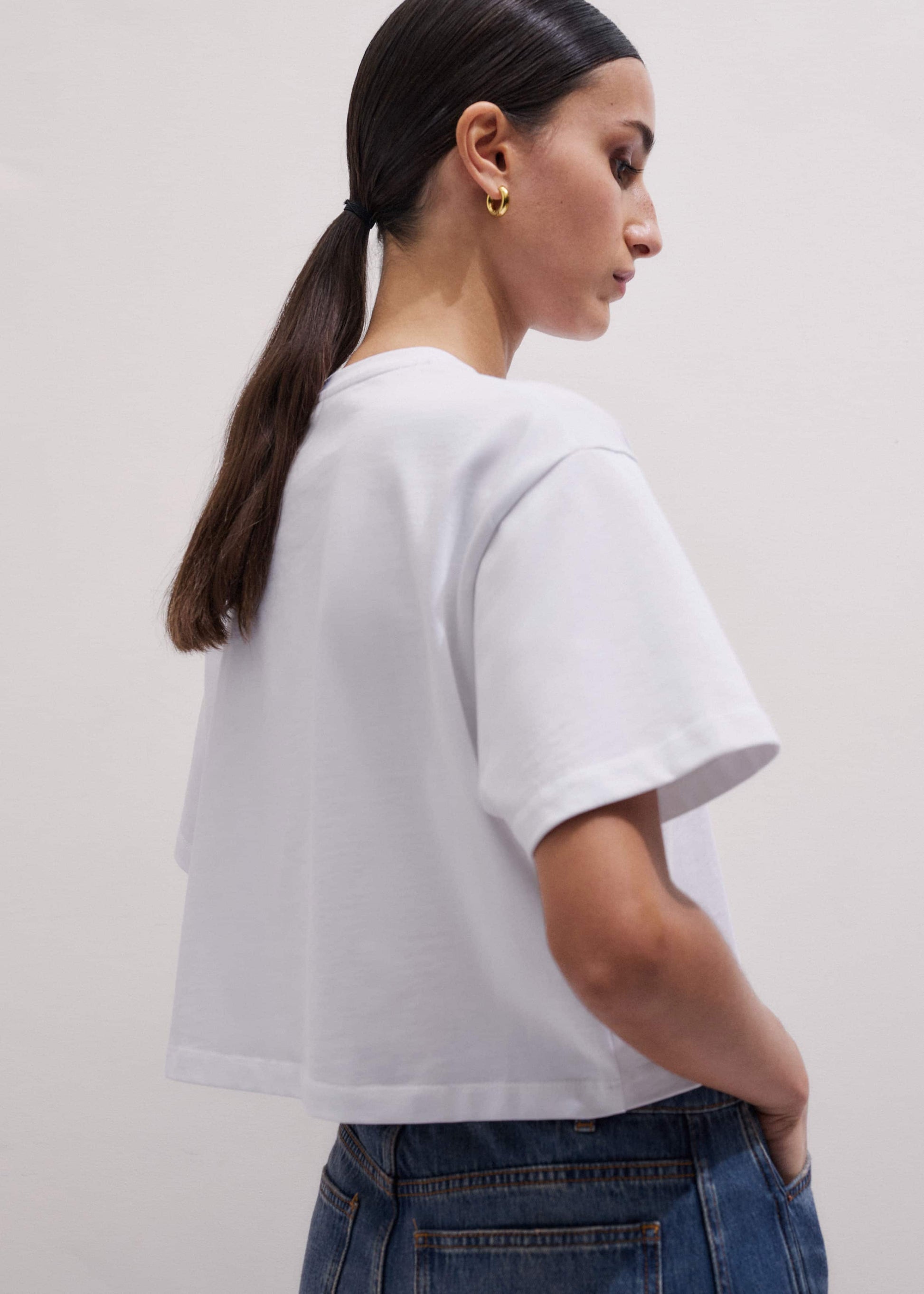 ME and EM Clothing White Relaxed Cropped T-Shirt