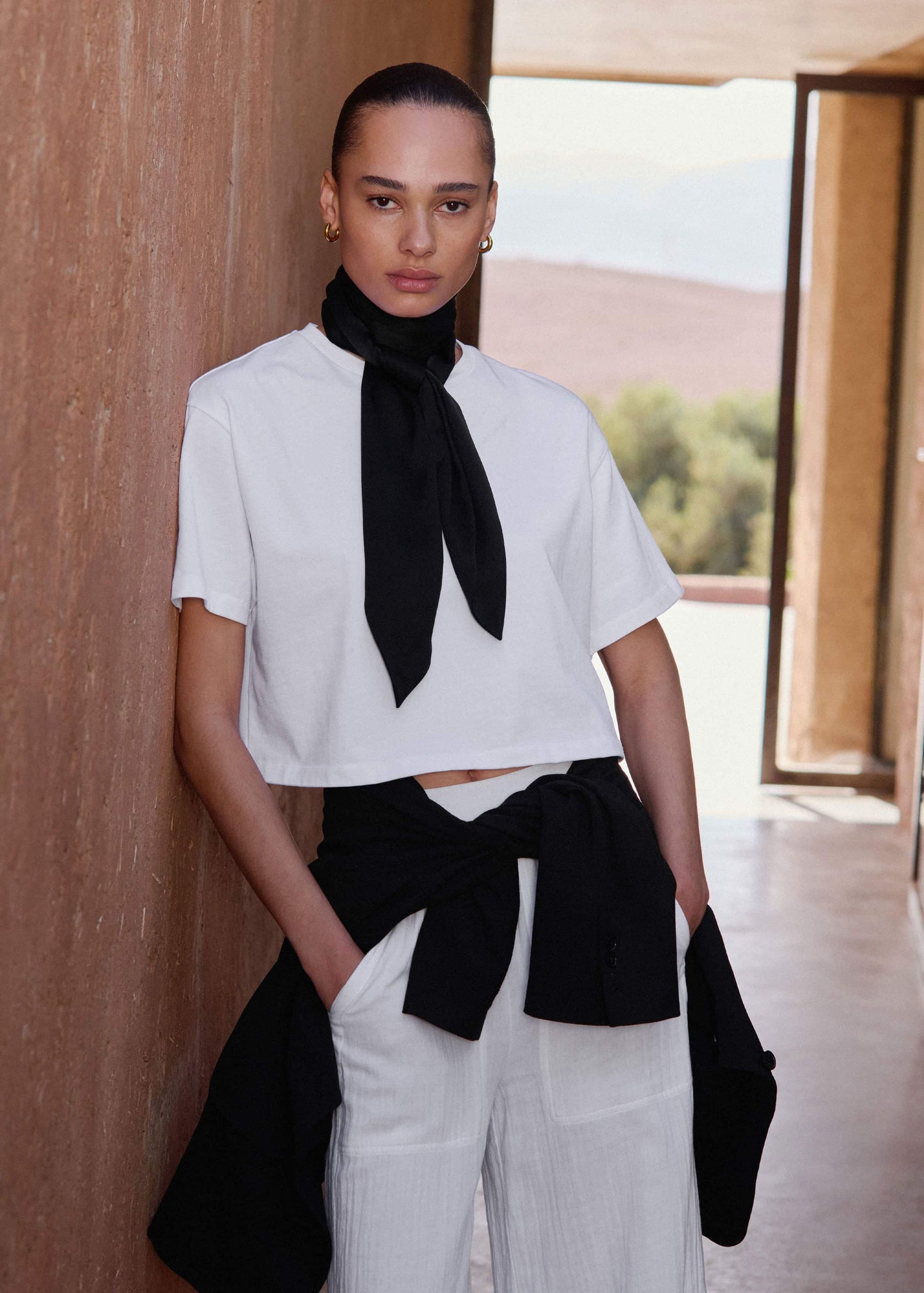 ME and EM Clothing White Relaxed Cropped T-Shirt
