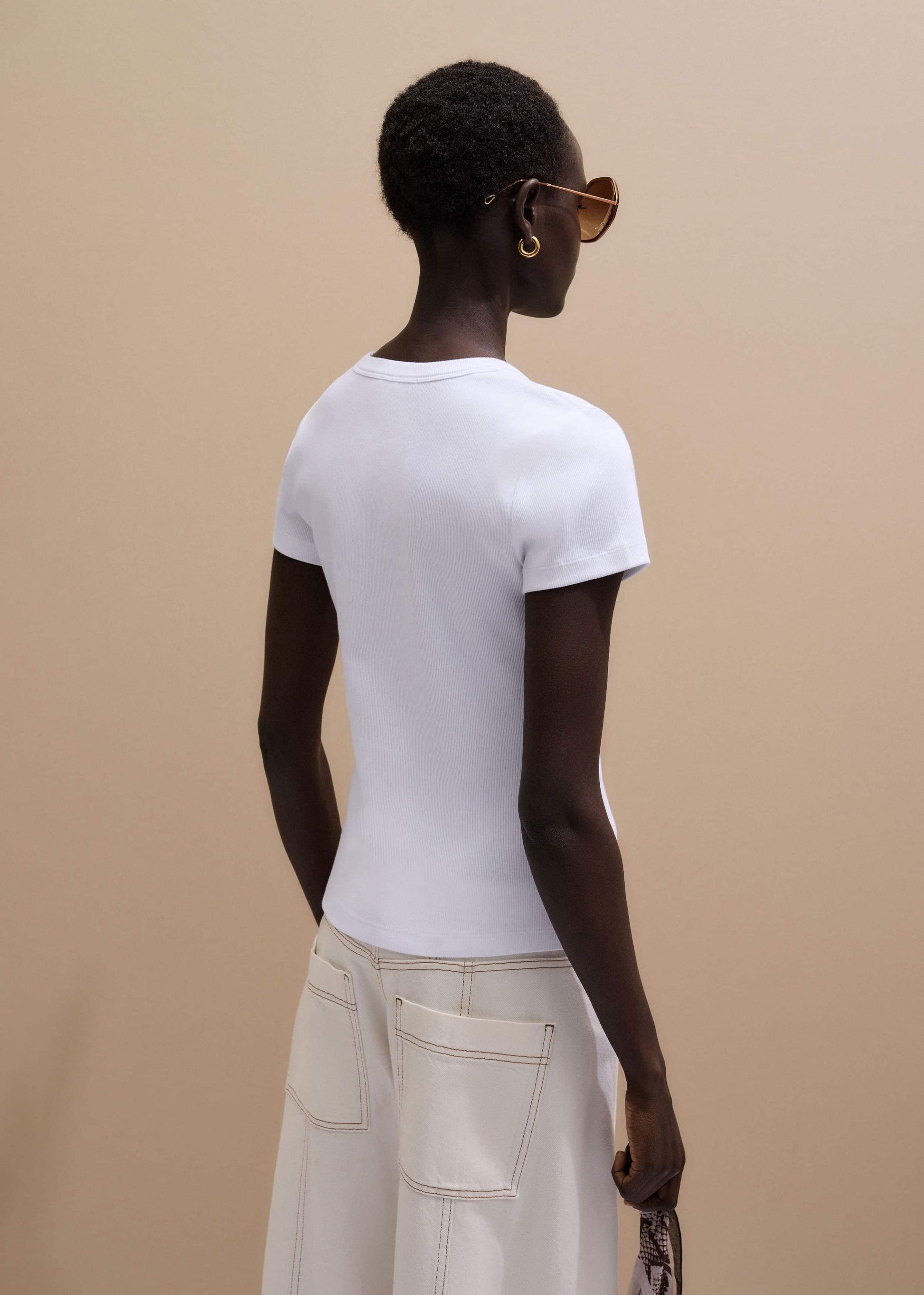 ME and EM Clothing White Ultimate Fitted Rib V-Neck Tee