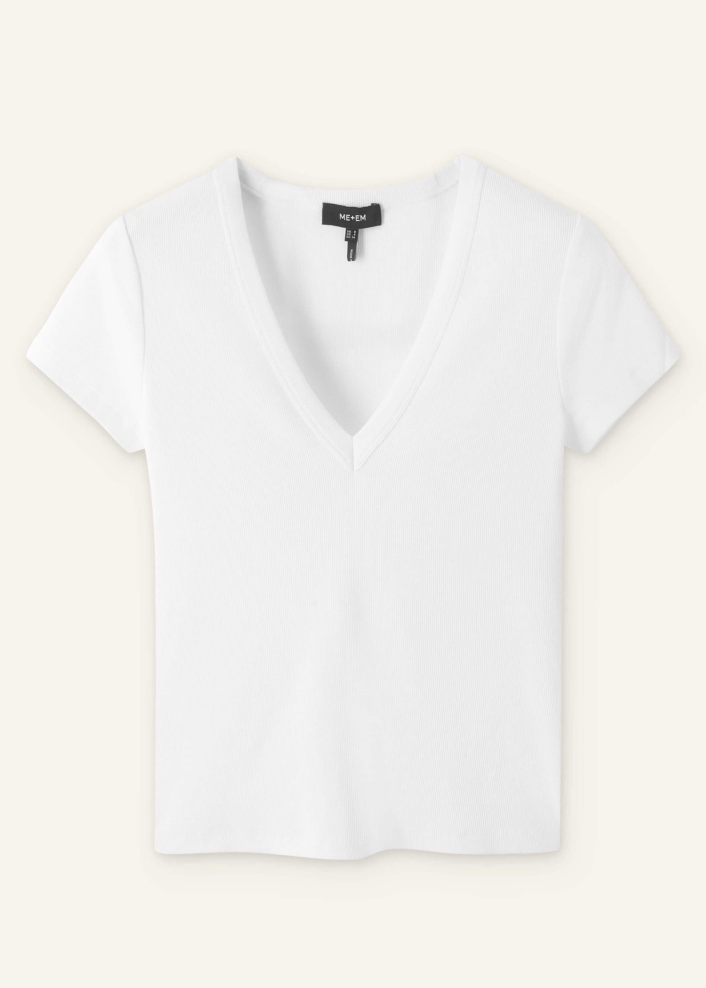 ME and EM Clothing White Ultimate Fitted Rib V-Neck Tee