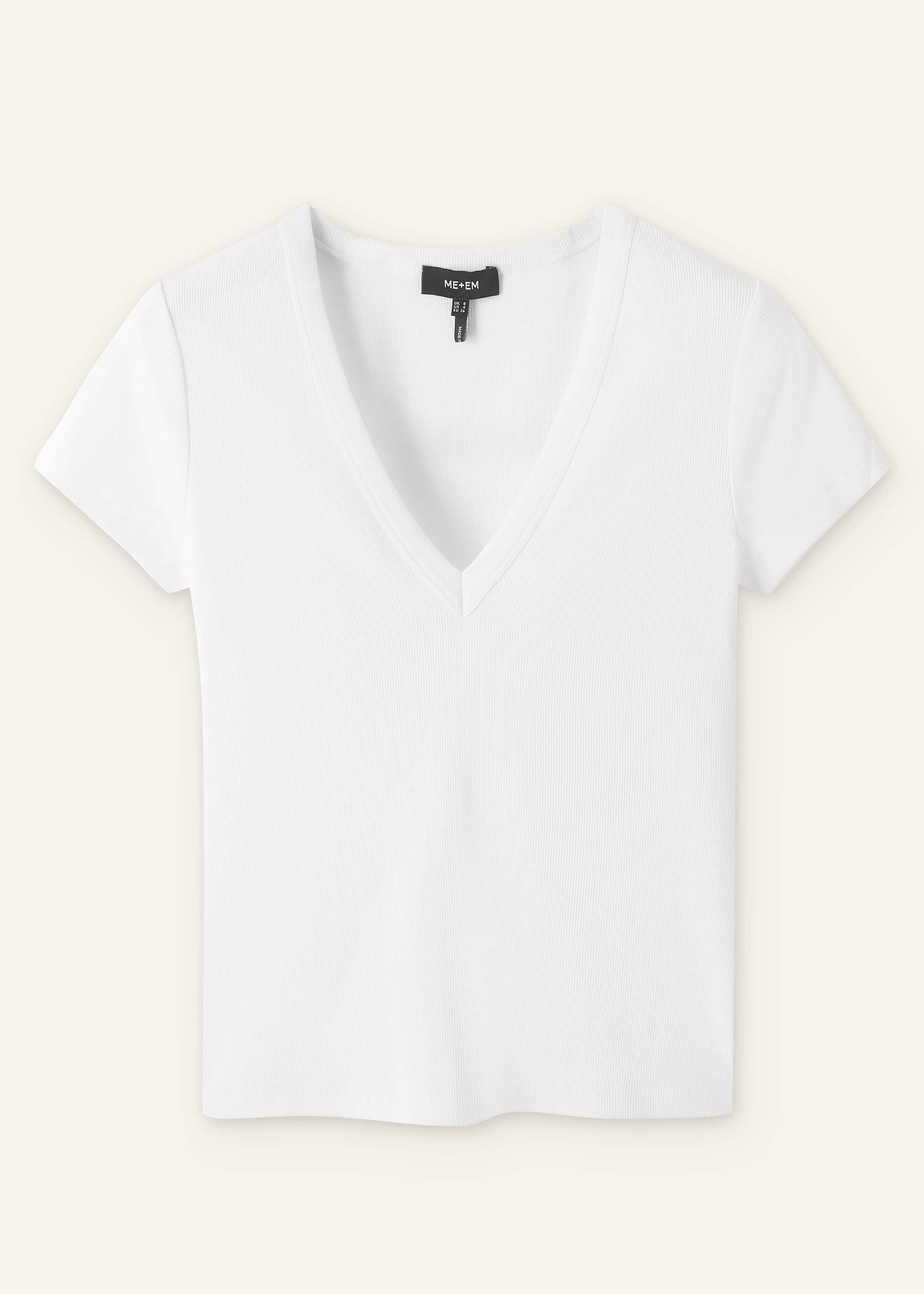 ME and EM Clothing White Ultimate Fitted Rib V-Neck Tee