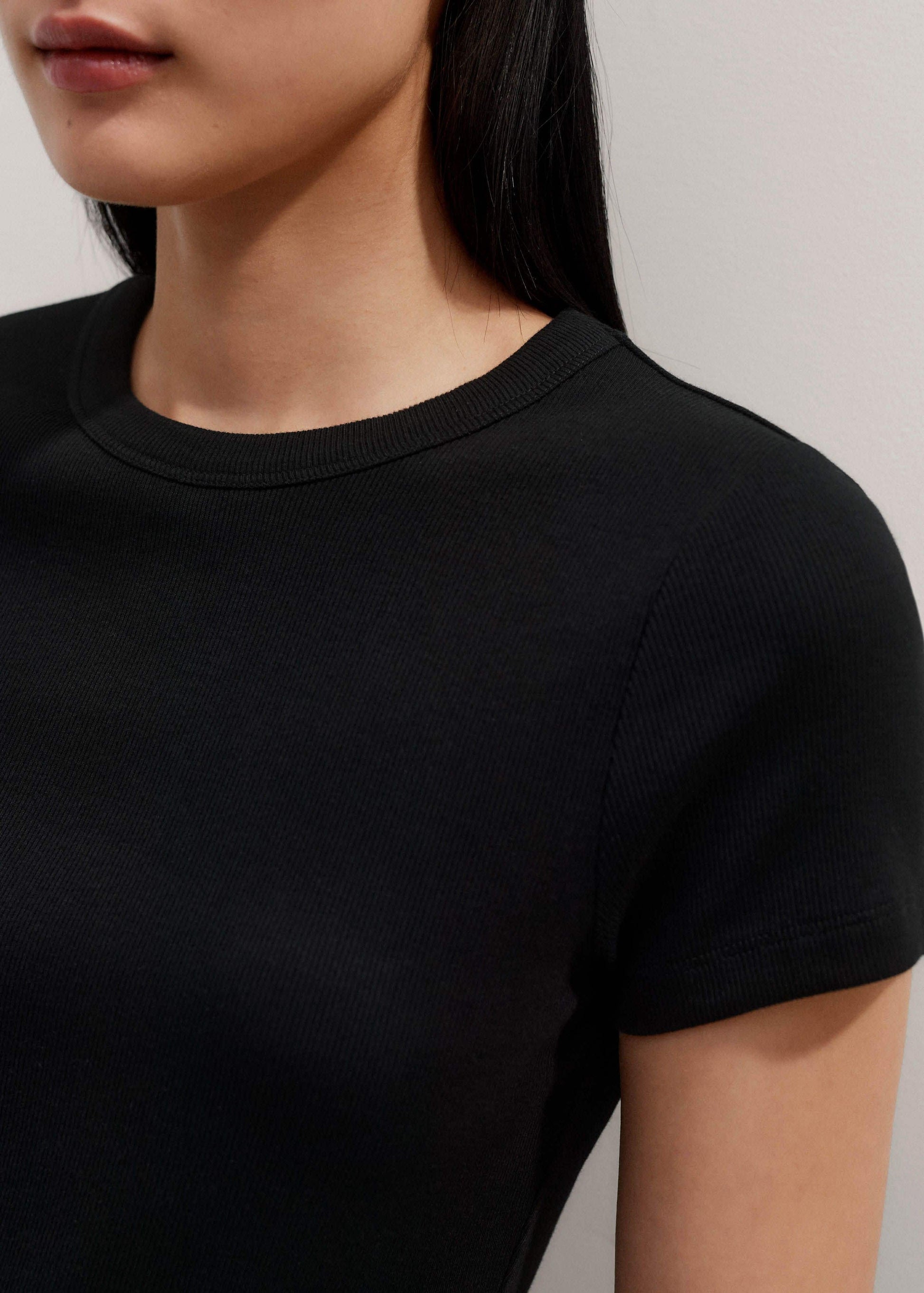 ME and EM Clothing Black Ultimate Fitted Rib Crew Neck Tee
