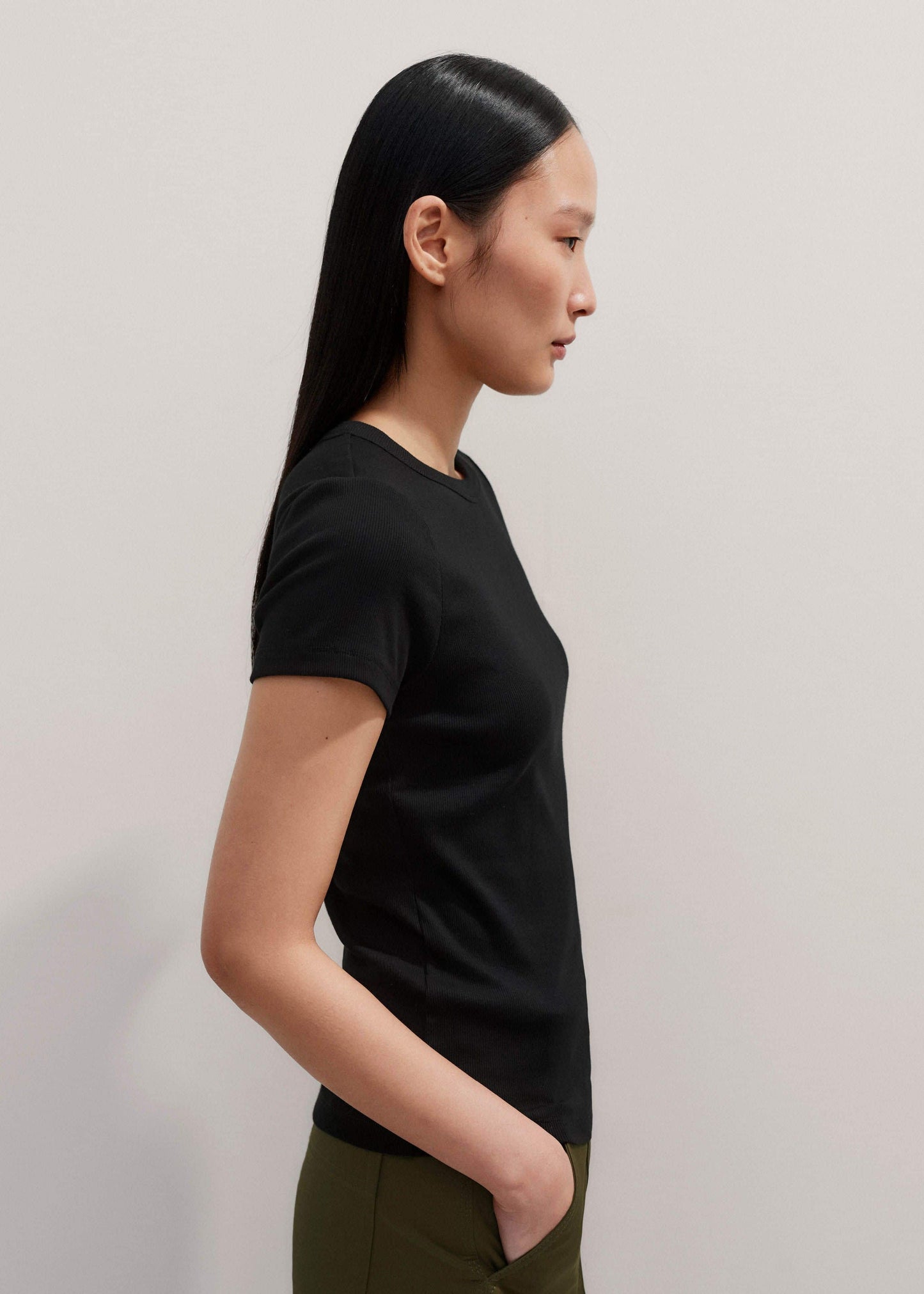 ME and EM Clothing Black Ultimate Fitted Rib Crew Neck Tee