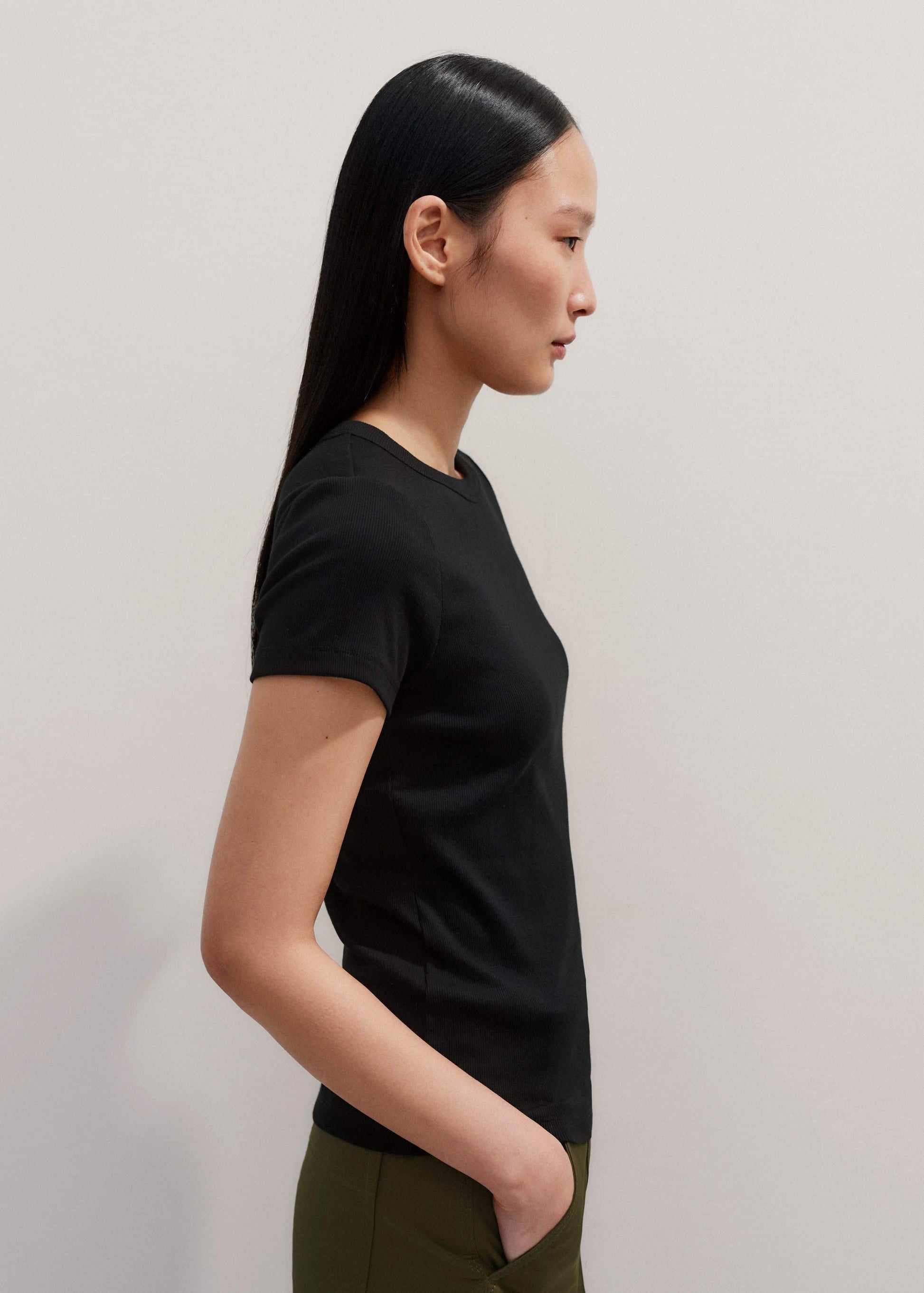 ME and EM Clothing Black Ultimate Fitted Rib Crew Neck Tee