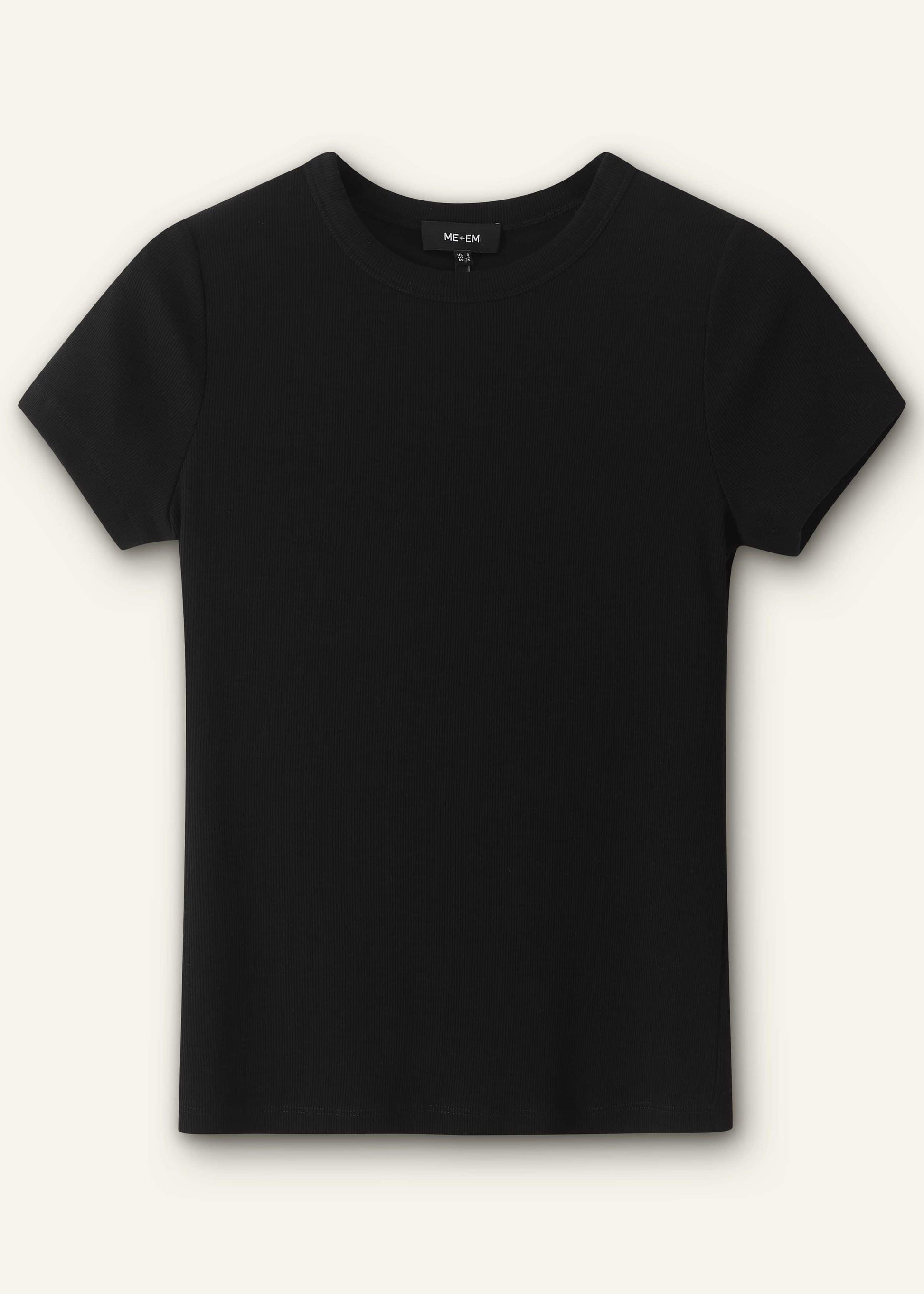 ME and EM Clothing Black Ultimate Fitted Rib Crew Neck Tee