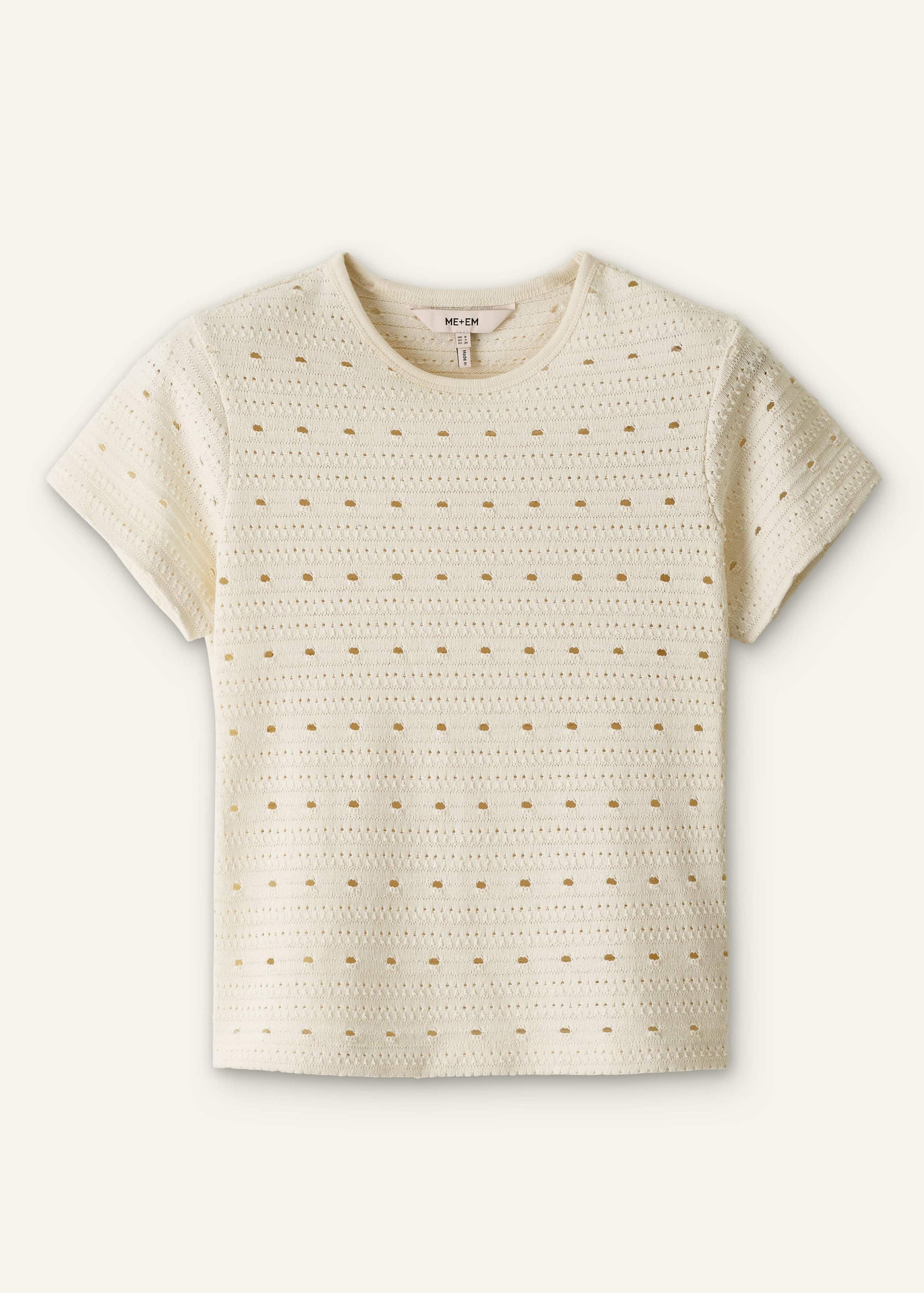ME and EM Clothing Cream Cutout Baby Tee