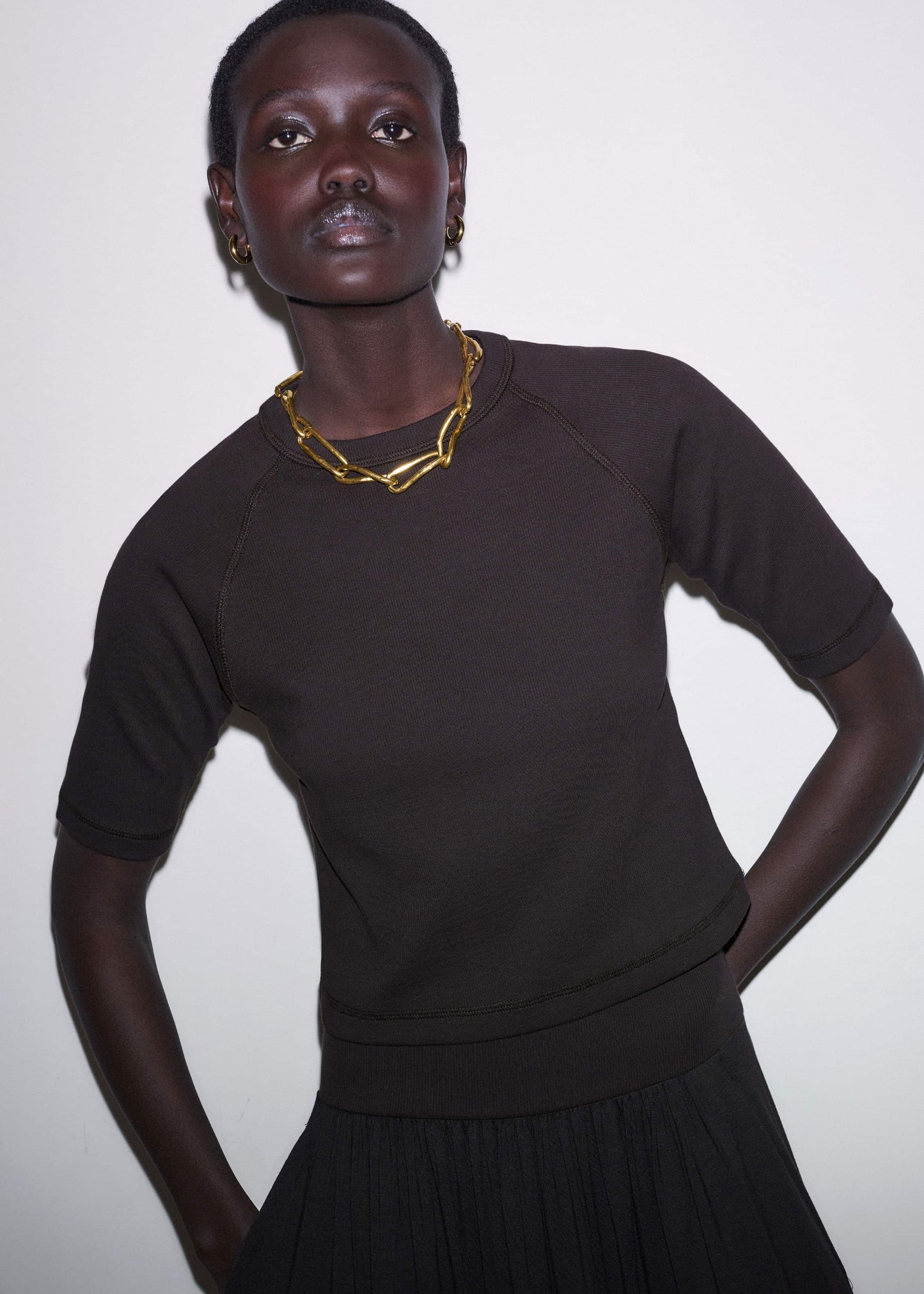ME and EM Clothing Brown Raglan Crop Tee